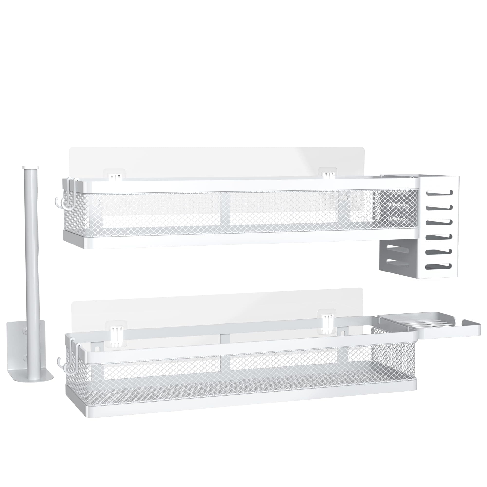 PUSDON Metal Wall Hanging Basket 2 Packs DIY Suitable for Multiple Scenes - Large White Netting Set