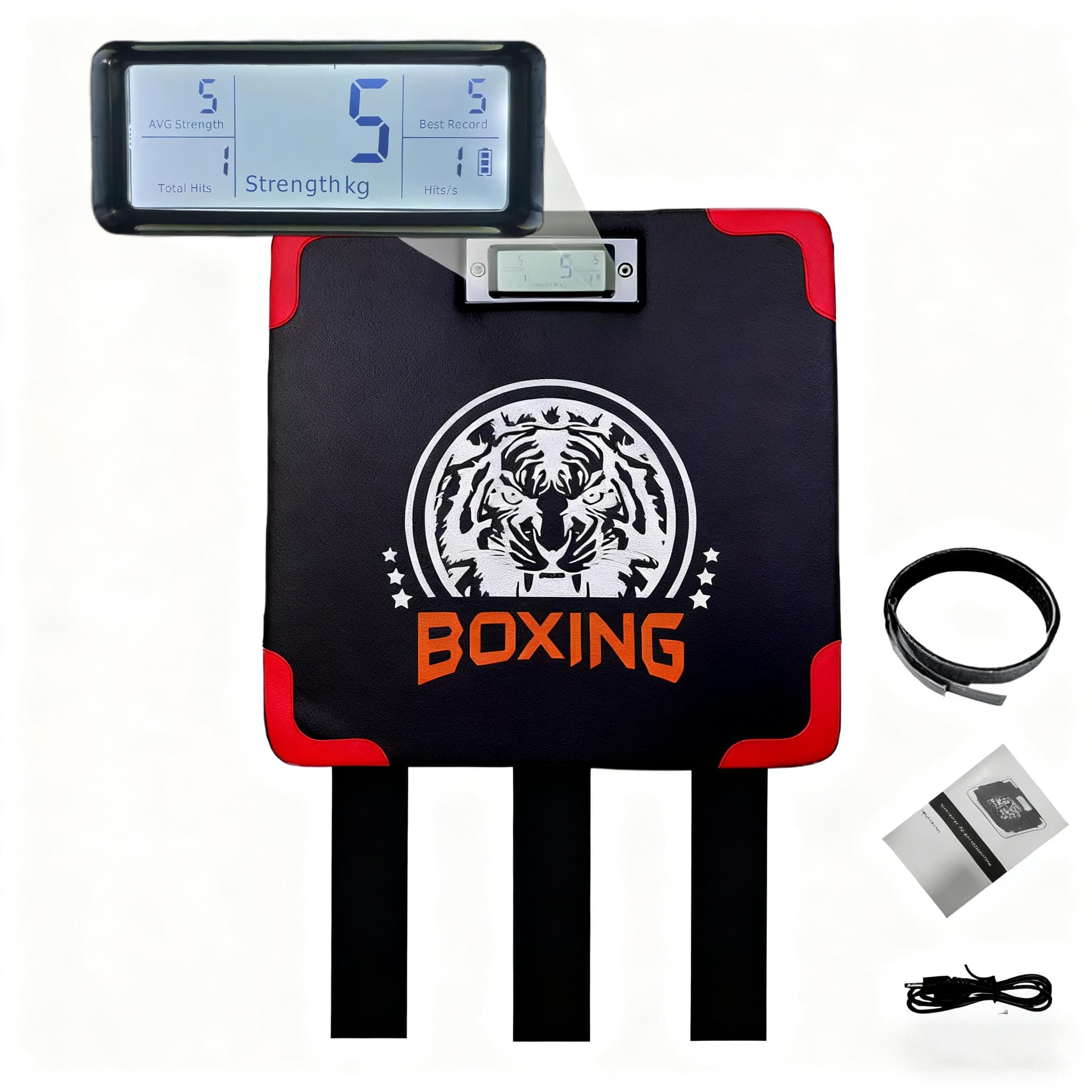 Boxing Strength Tester, that displays Strength and Speed, a Punch Machine with Adjustable Height, a Household Boxing wall Hanging Machine, Adult and Kids Boxing Training Equipment.