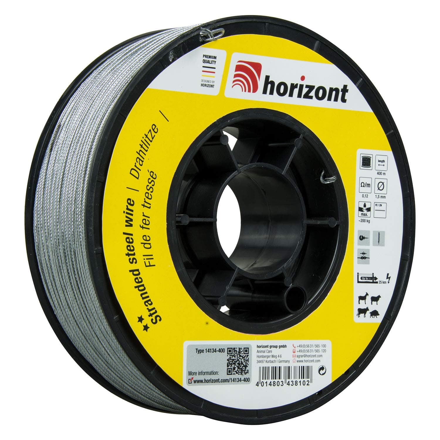 Horizont Wire Strand, Galvanised, 1.5 mm, 400 m Ring