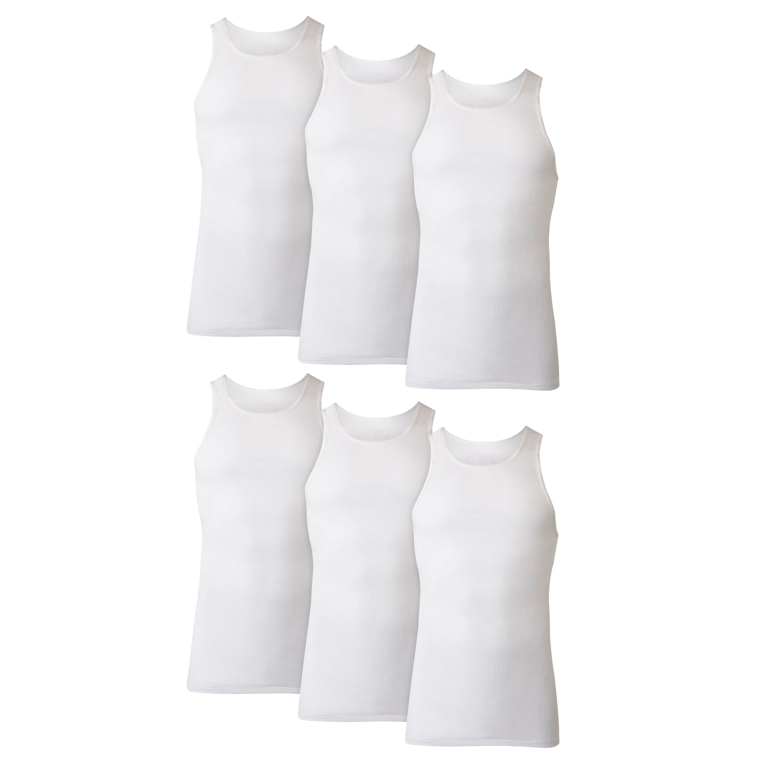 Men's Tank Undershirt Pack, Cotton Tank Undershirt, Moisture-Wicking, Breathable, White or Grey/Black, Multi-Pack