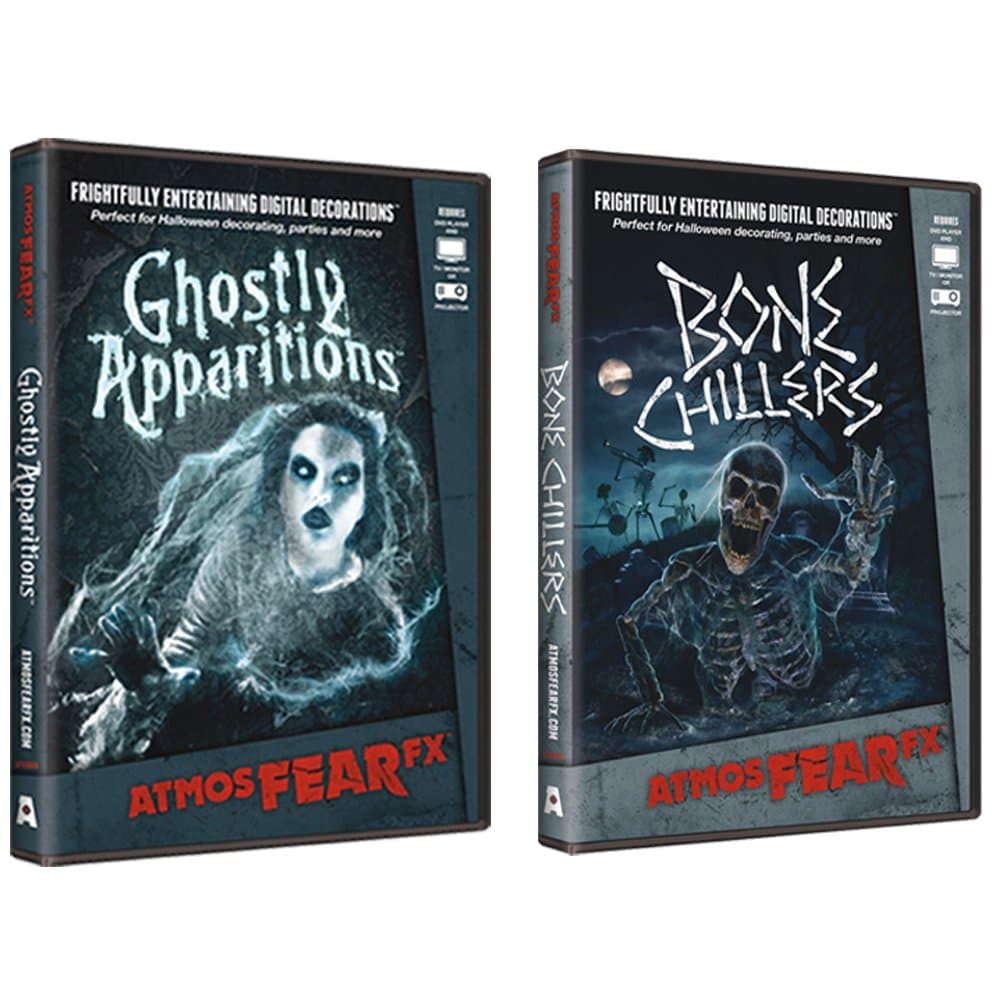 AtmosFear FX Ghostly Apparitions & Bone Chillers DVD Super Combo for Virtual Halloween Window Projection Props