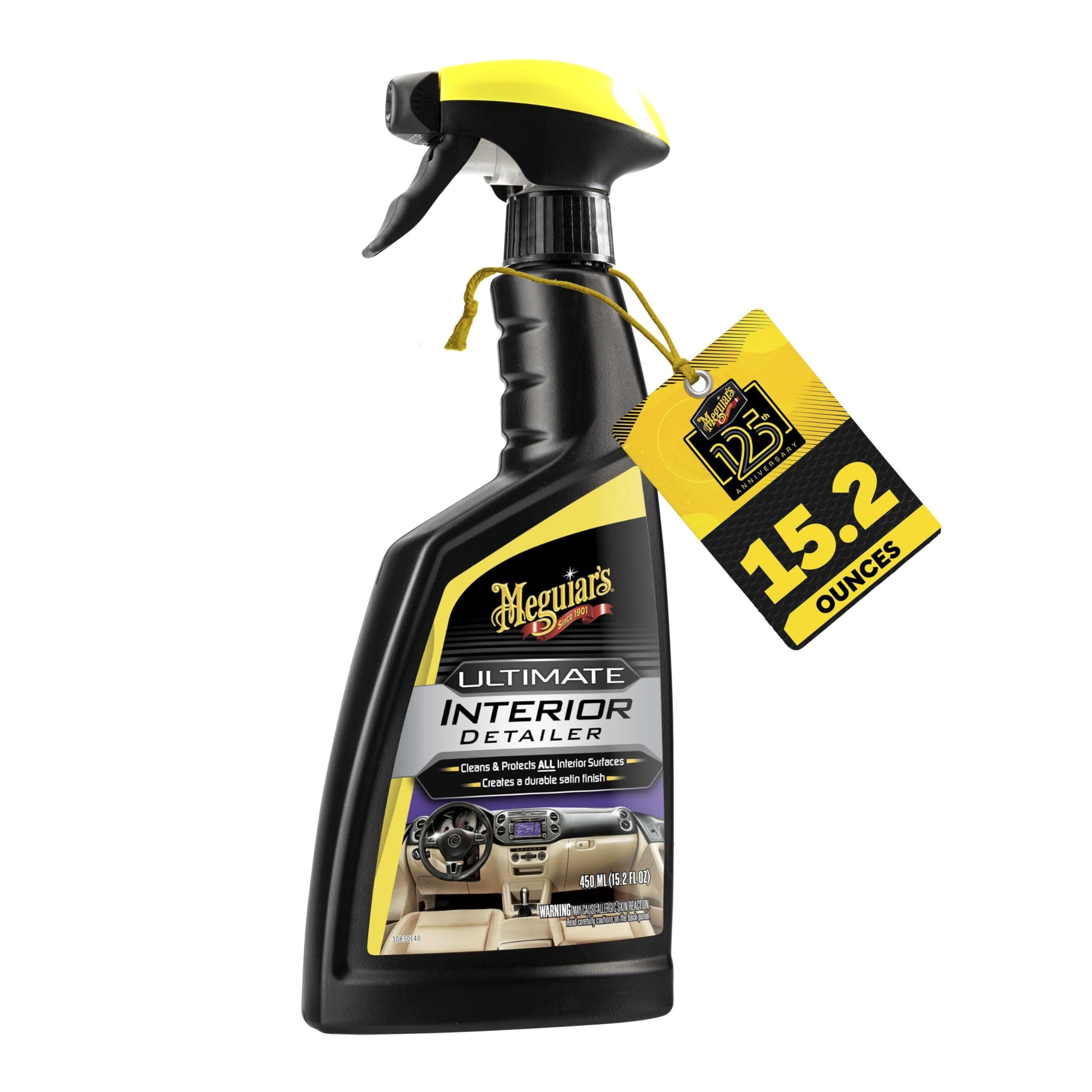 Meguiar's G16216 Ultimate Interior Detailer, Protects Interior Surfaces from Dirt and Grime, Leaves Your Surfaces Protected from UV Rays and Giving It a Lasting Finish, 15.2 Oz Spray Bottle