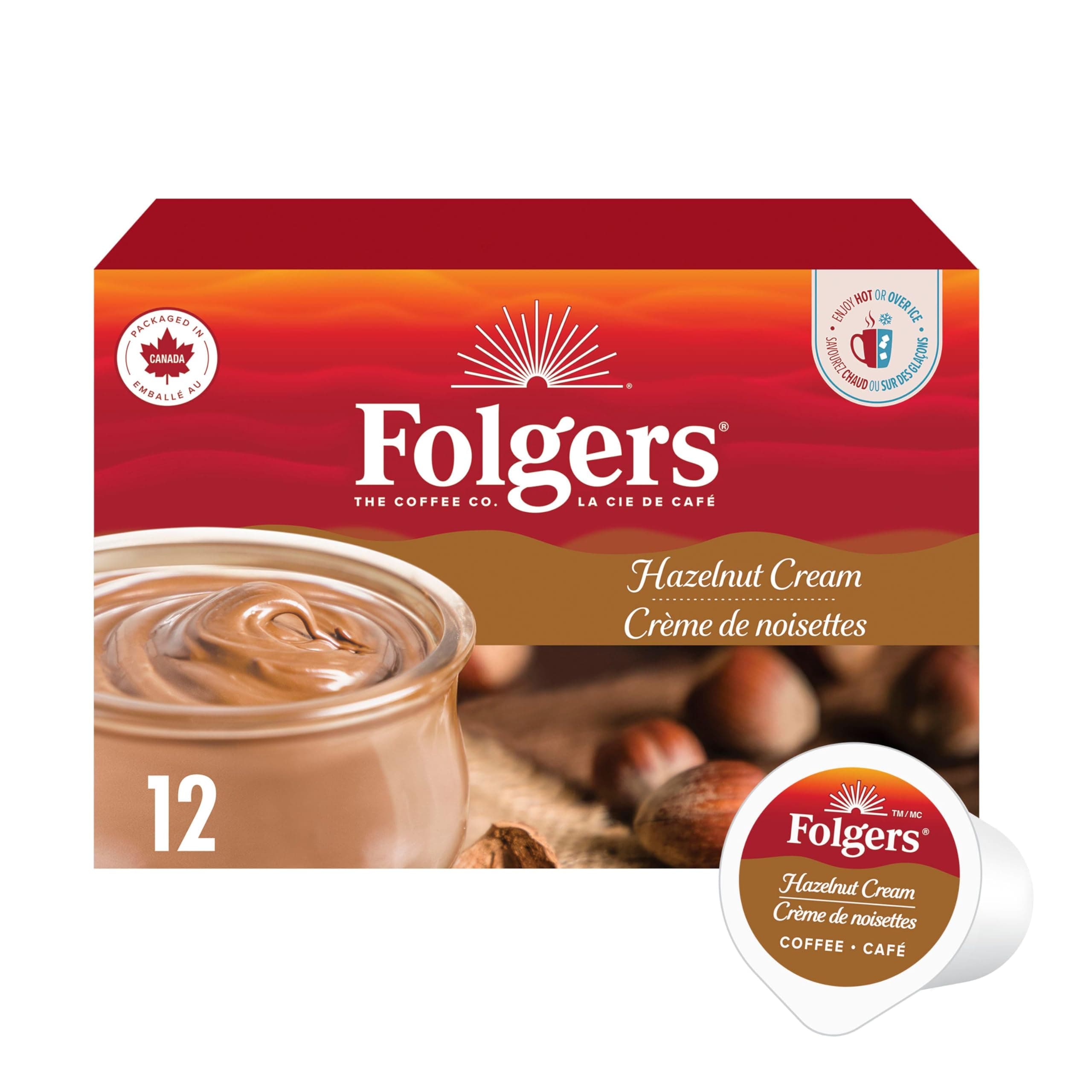 Folgers Hazelnut Cream K-Cup Coffee Pods 12 Count