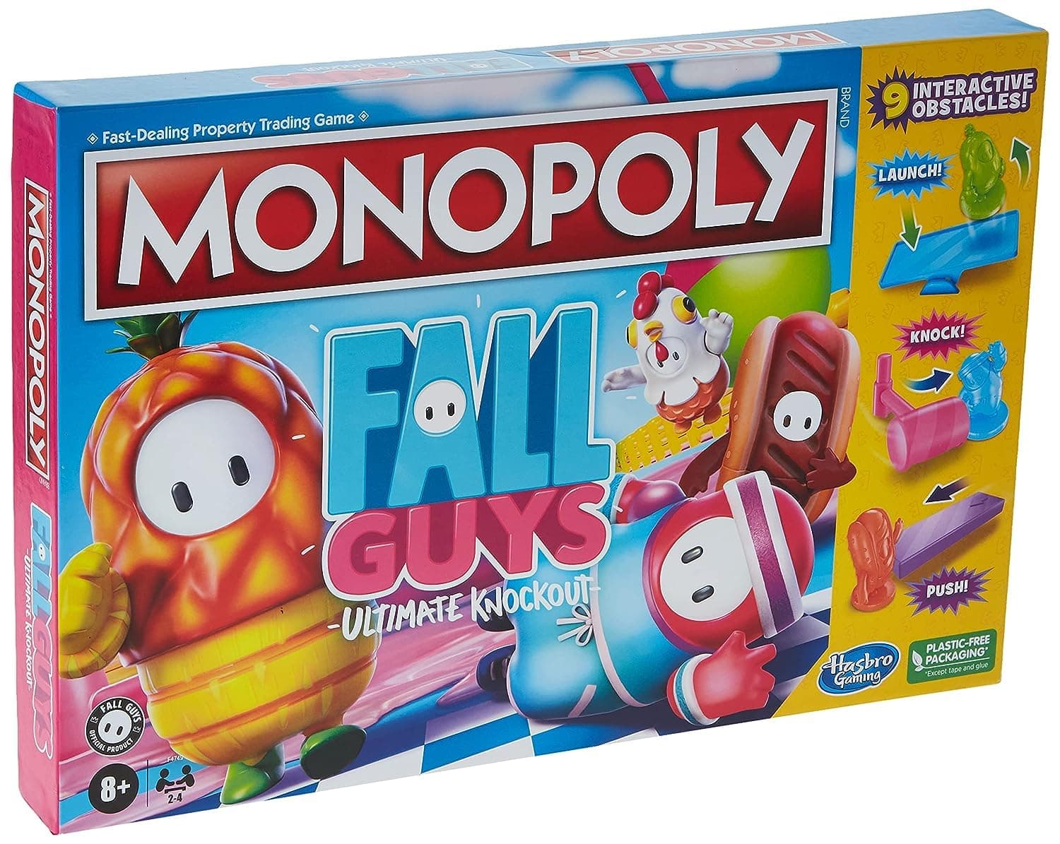 Monopoly Fall Guys Ultimate Knockout Edition Board Game for Players Ages 8 and Up, Dodge Interactive Obstacles, Includes Knockout Die