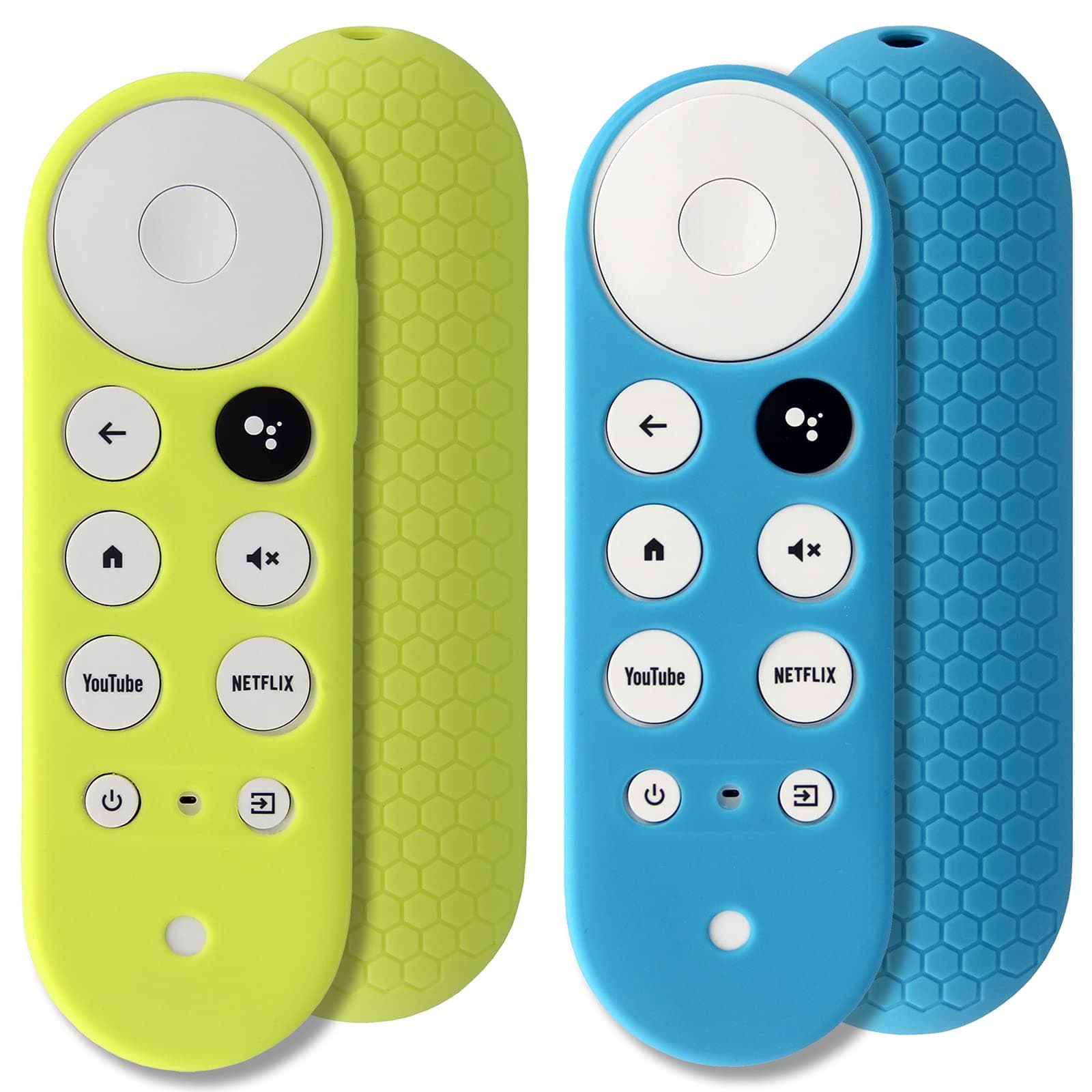 Pinowu 2pcs Remote Sleeve Compatible for Chromecast with Google TV Voice Remote, Shockproof Silicone Cover for Google TV 2020 Voice Remote (Turquoise & Green)