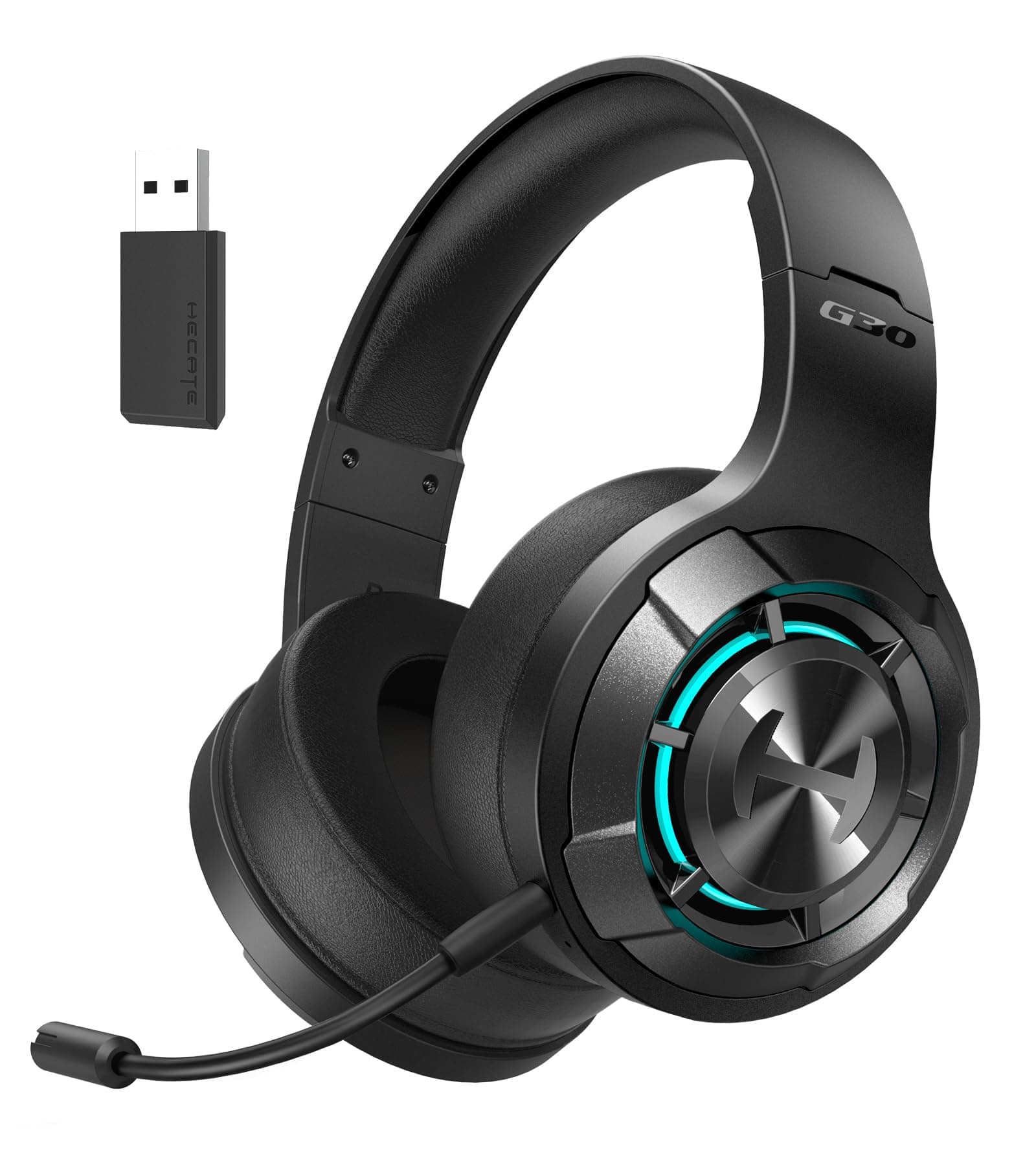 HECATE by Edifier G30 S Wireless Gaming Headset, 2.4GHz / Bluetooth 5.3 Dual-Mode Transmission, Game Sound Effects, Dual Noise Cancelling Microphone for PC/MAC/PS4/PS5, RGB Lighting - Black