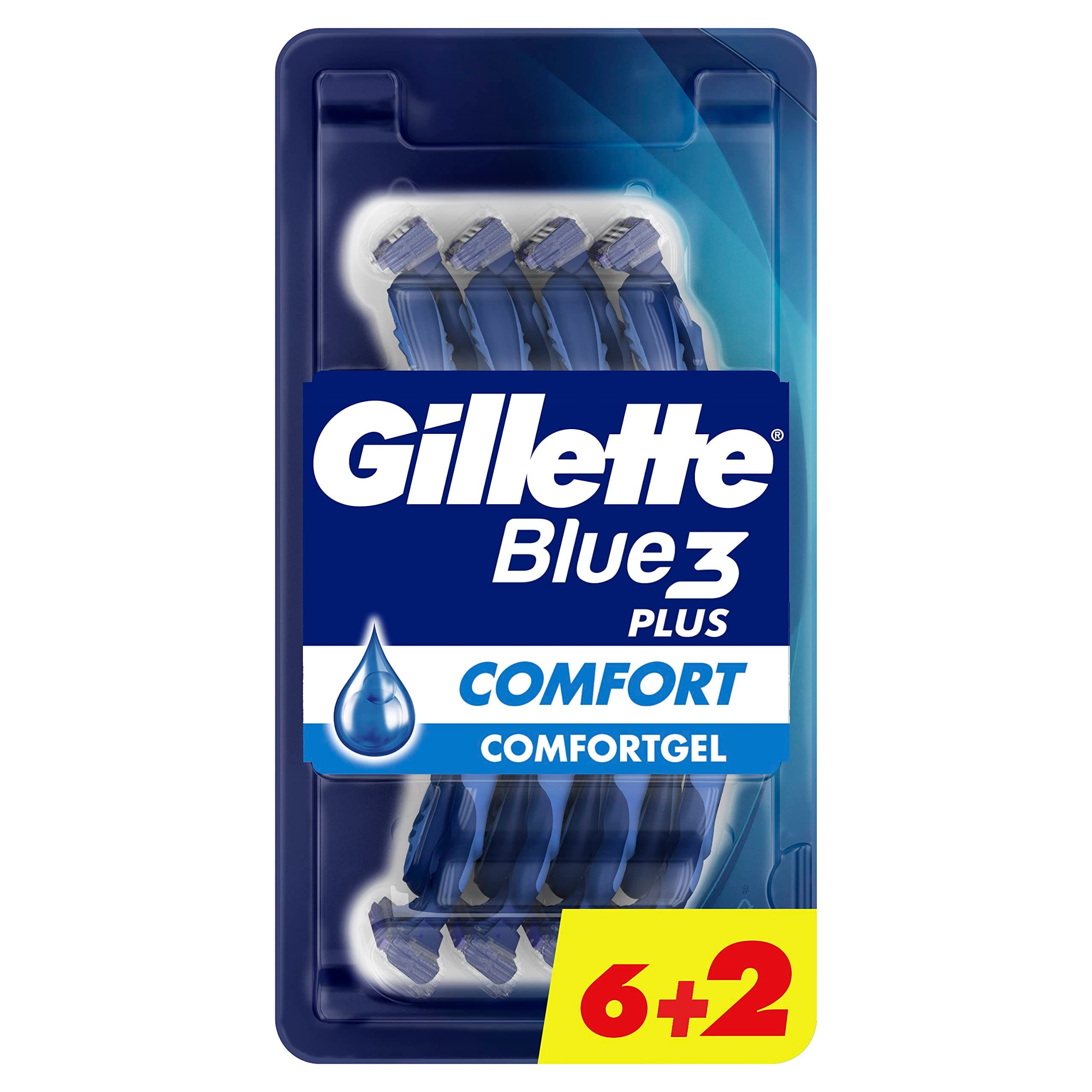 Blue3 Comfort Disposable Razors, 6+2 Count