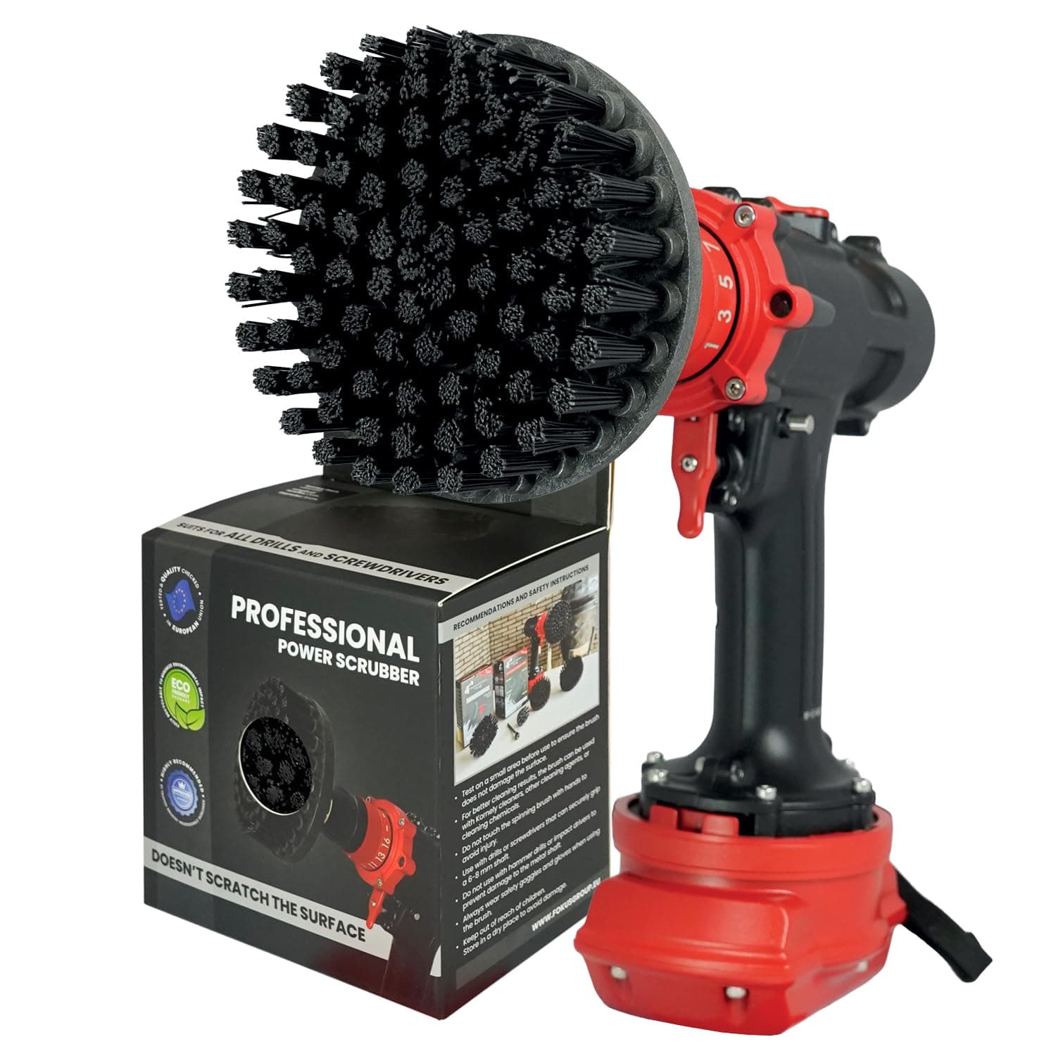 – Premium Drill Brush Professional – Ultra-Stiff 13 cm Black | Scratch-Free Heavy Duty Cleaning Brush for Concrete, Brick, Stone, Metal, Masonry, Garage, BBQ Grills, Rust and Construction Tools