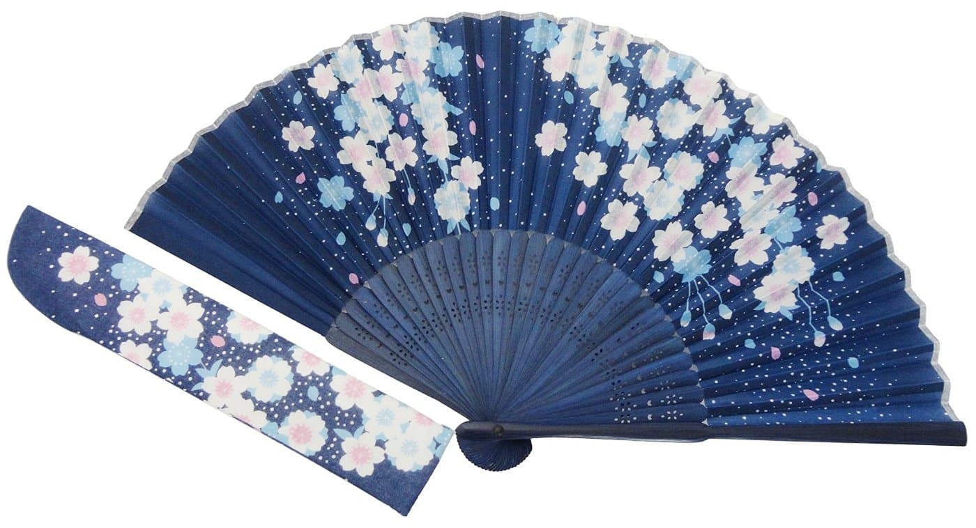 KYOYU Japanse Flower Pattern Silk Sensu Folding Fan