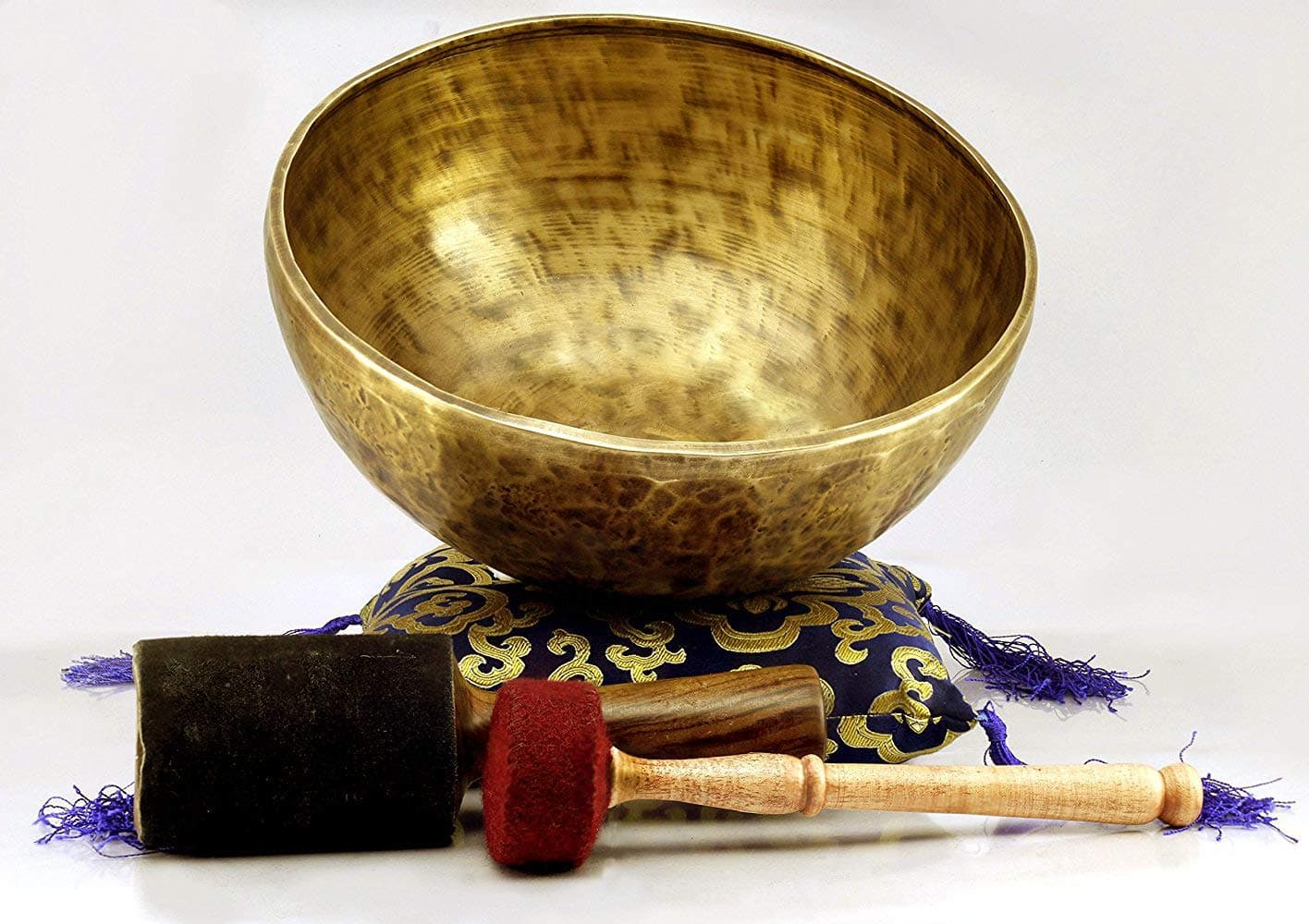 10" Large Master Healing Hand hammered Tibetan Singing Bowl ~ Great for Meditation, Yoga, South Bath, Mindfulness, Relaxation~ Cushion, Mallet and Drumstick Inculded, Handmade In Nepal