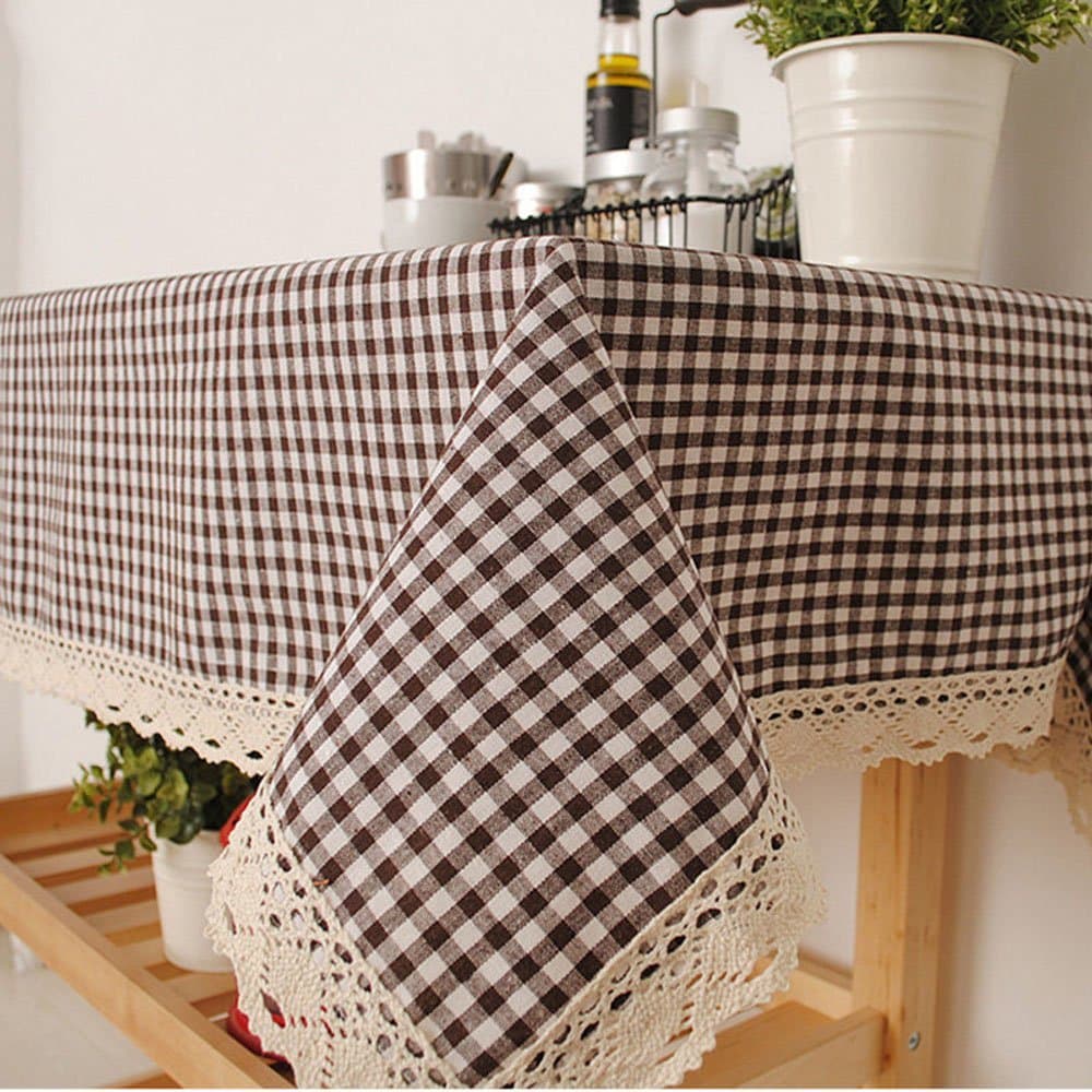 Svolite Linen Plaid Tablecloth Rectangle 60 x 84 inch