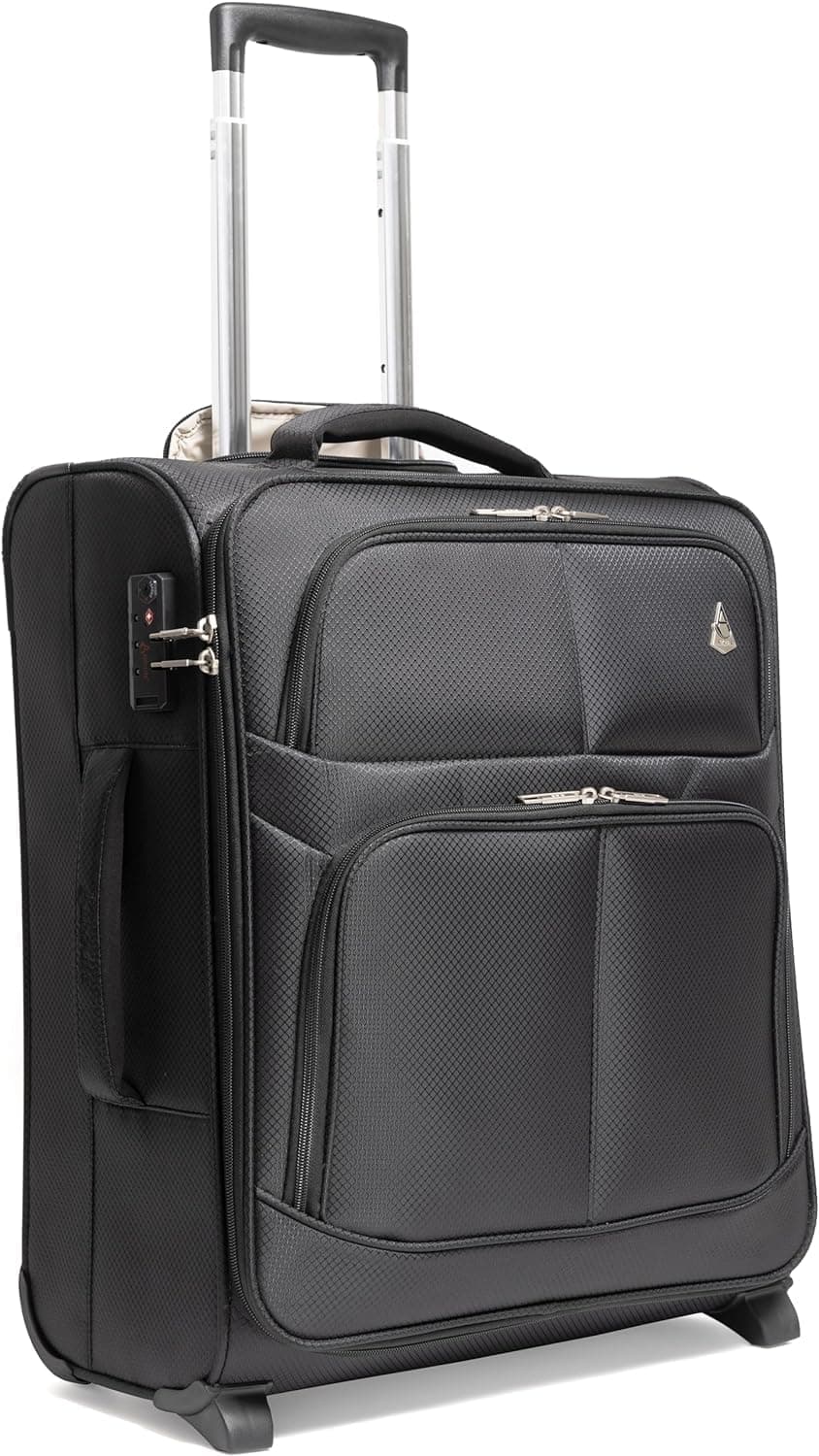 Aerolite Lightweight Easyjet and British Airways BA Maximum Cabin Allowance Hand Luggage Travel Suitcase 56x45x25 with 2 Wheels (22", 60 Litre, Black)
