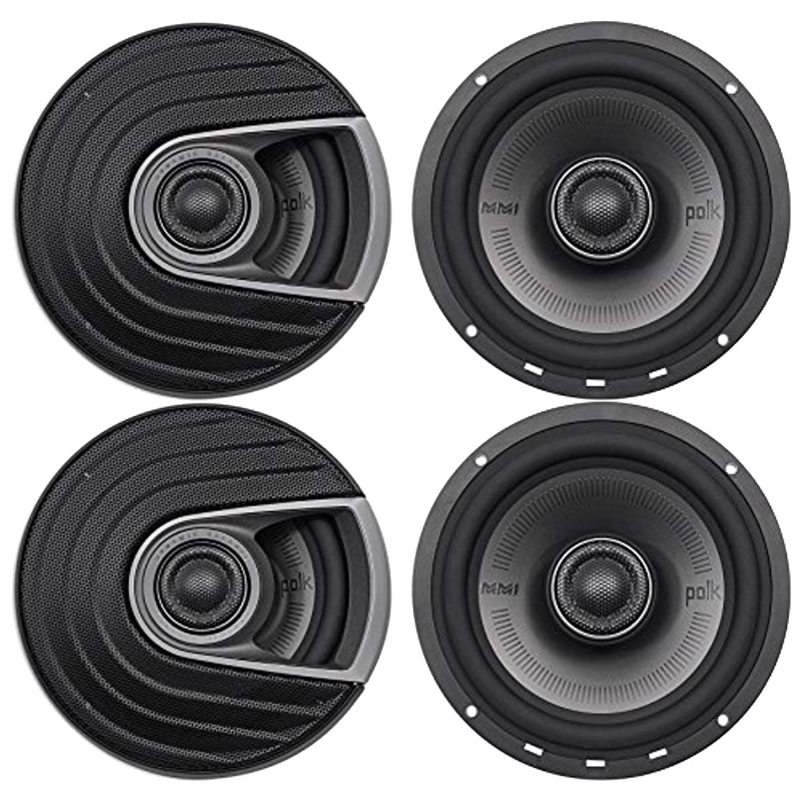 4 x Polk Audio MM 6.5 inch 2-Way Car Marine Audio Boat Motorcycle Coaxial Speakers 6-1/2"