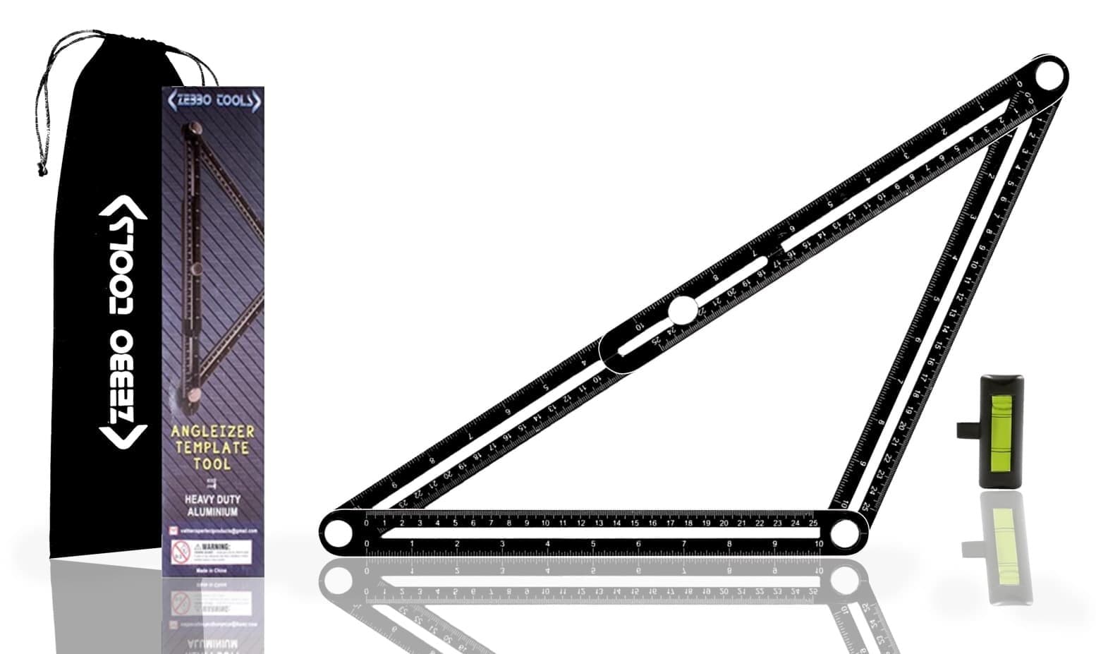 Universal Angler Ruler Metal Carpentry, Precise Woodworking Construction Angle Measurement Template Tool, Multi Angle Measuring Ruler, Angle Cutting, Angle Finder, Adjustable Angle Square, 12" x 12"