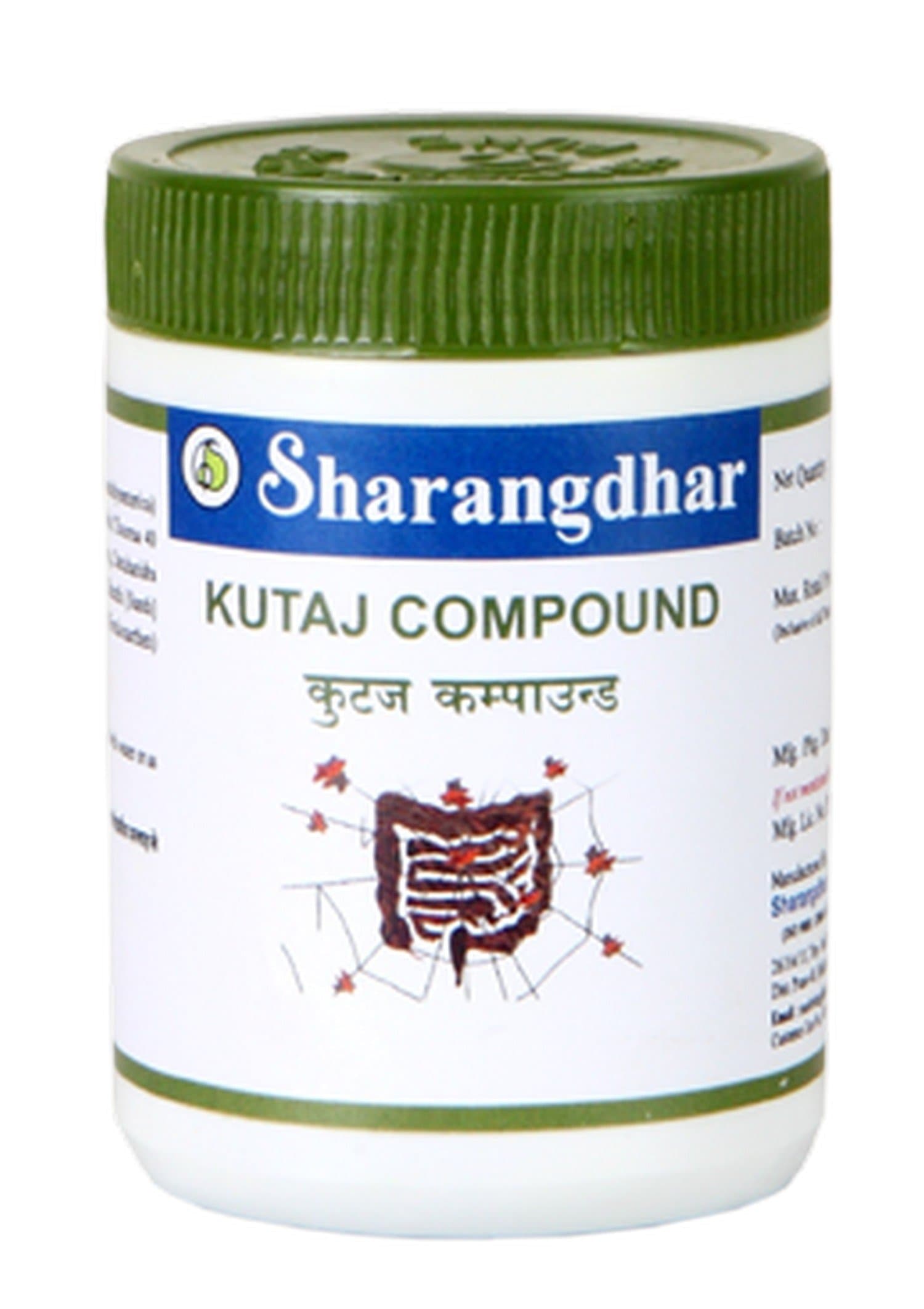 Sharangdhar Pharmaceuticals Kutaj Compound - Ayurvedic Solution for For Diarrhoea/Dysentery (120 Tablets), White