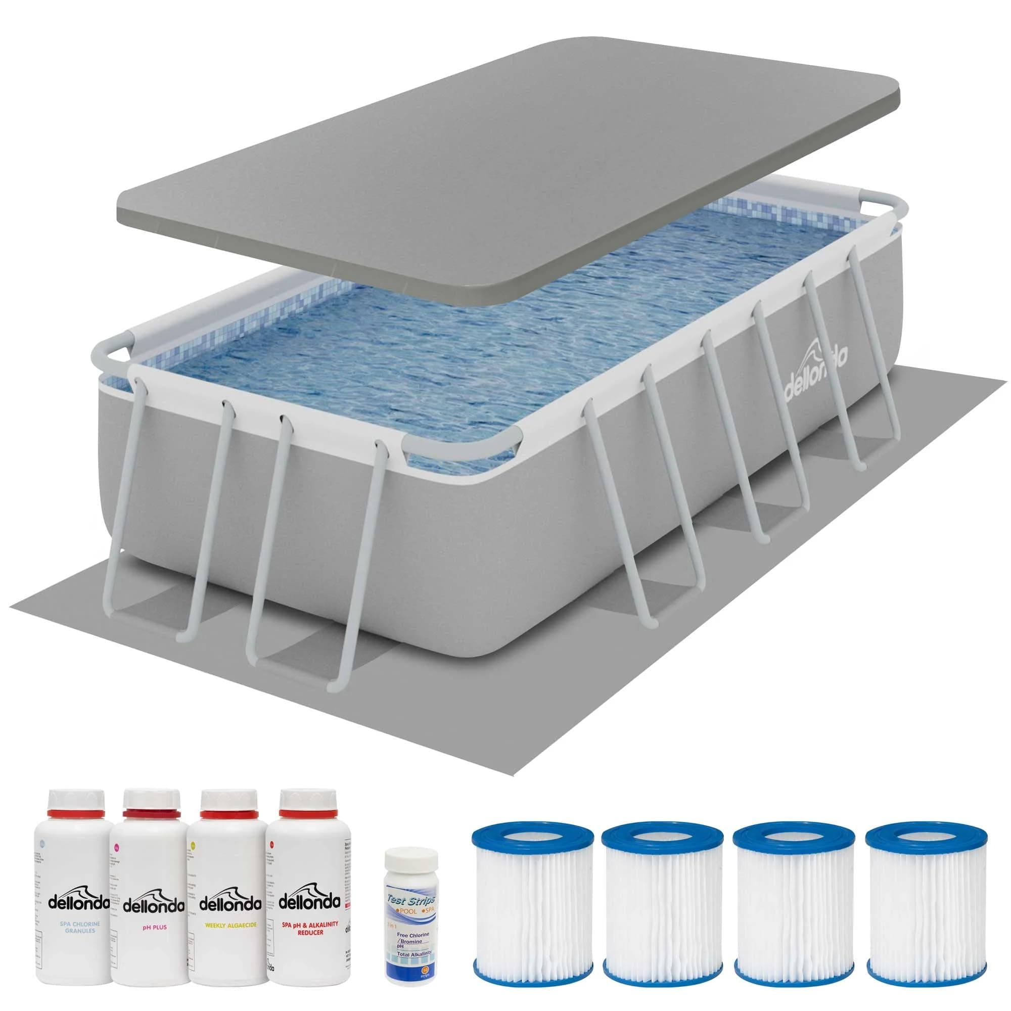 Dellonda 13ft Deluxe Steel Frame Swimming Pool Rectangular with Accessories - Model Number DL139