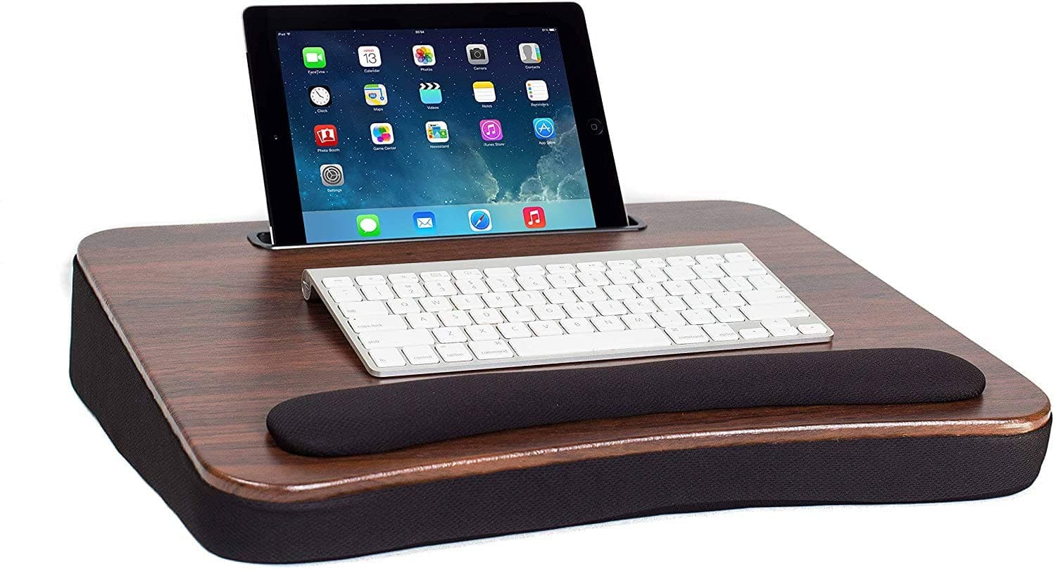 Sofia and Sam All Purpose Lap Desk with Tablet Slot | Laptop Desk | Travel Desk | Lapdesk (Wood Top)