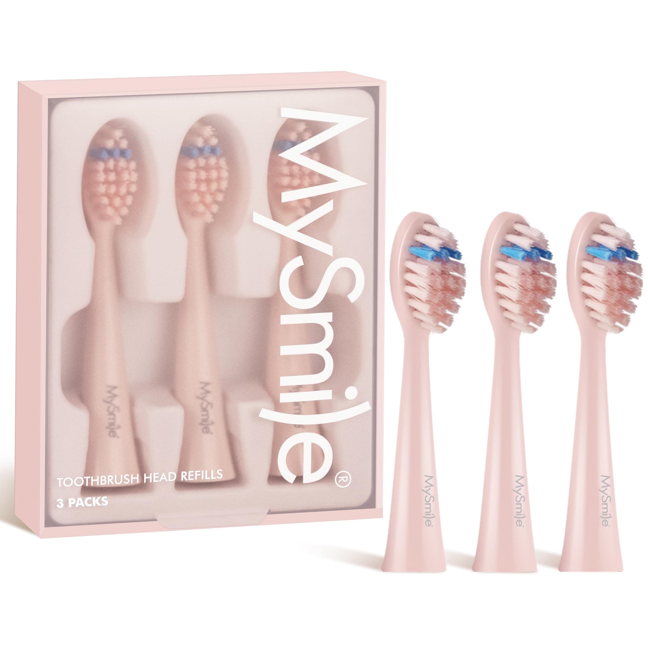 MySmile Electric Toothbrush Replacement Heads, 3 Packs (Pink)