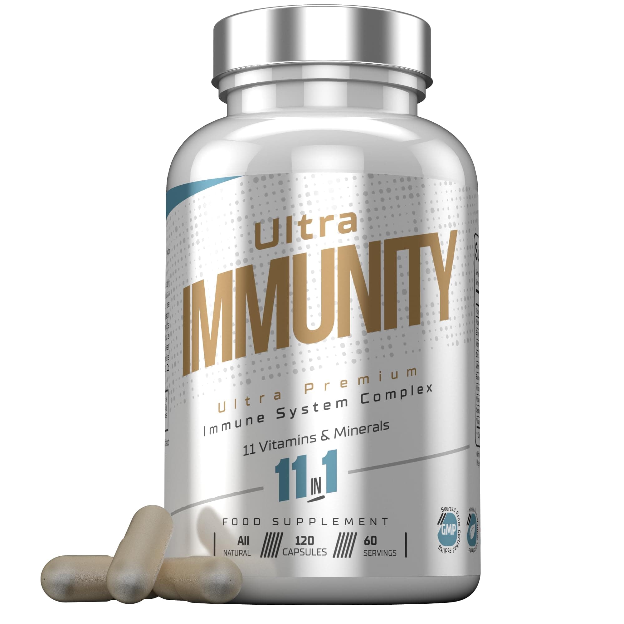 Ultra Premium Immune System Booster Supplement - Ultra Immunity | Immune System Support | Vitamin D, Vitamin C, Zinc, B12, Multivitamin 120 Capsules