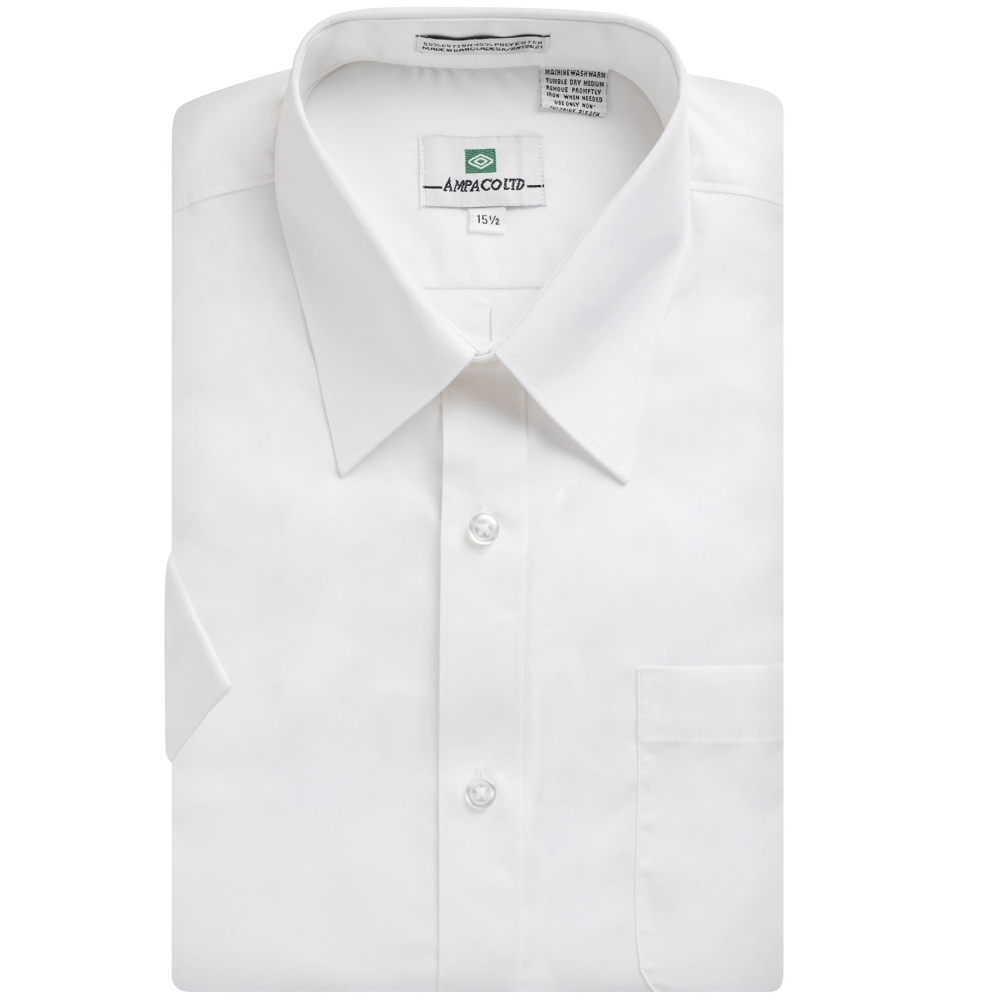 Men's Regular Fit Short Sleeve Easy Care Solid White Dress Shirt