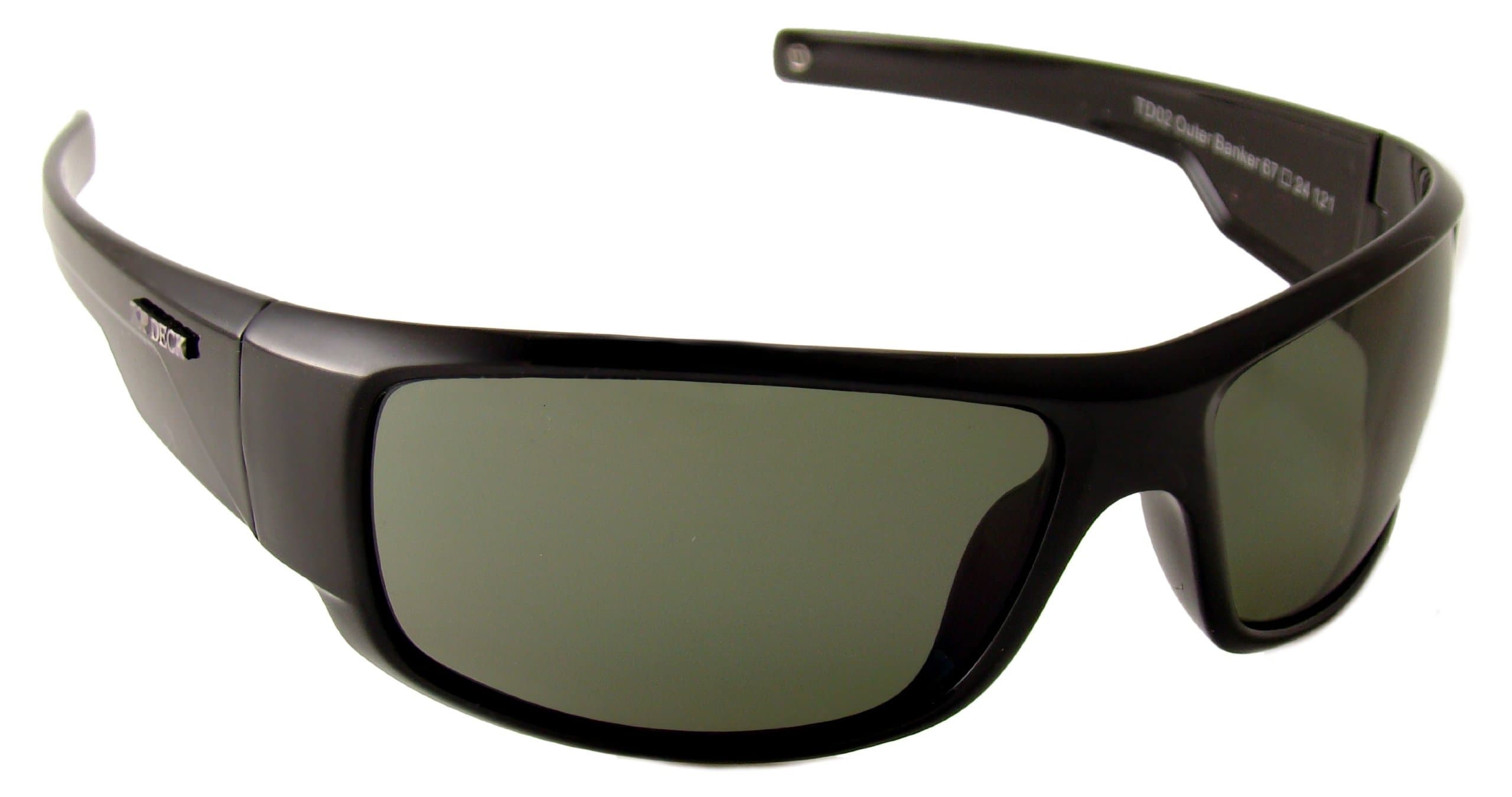 TOP DECK Outer Banker Polarized Sunglasses, Shiny Black Grilamid Full Rim Frame and Grey Lens