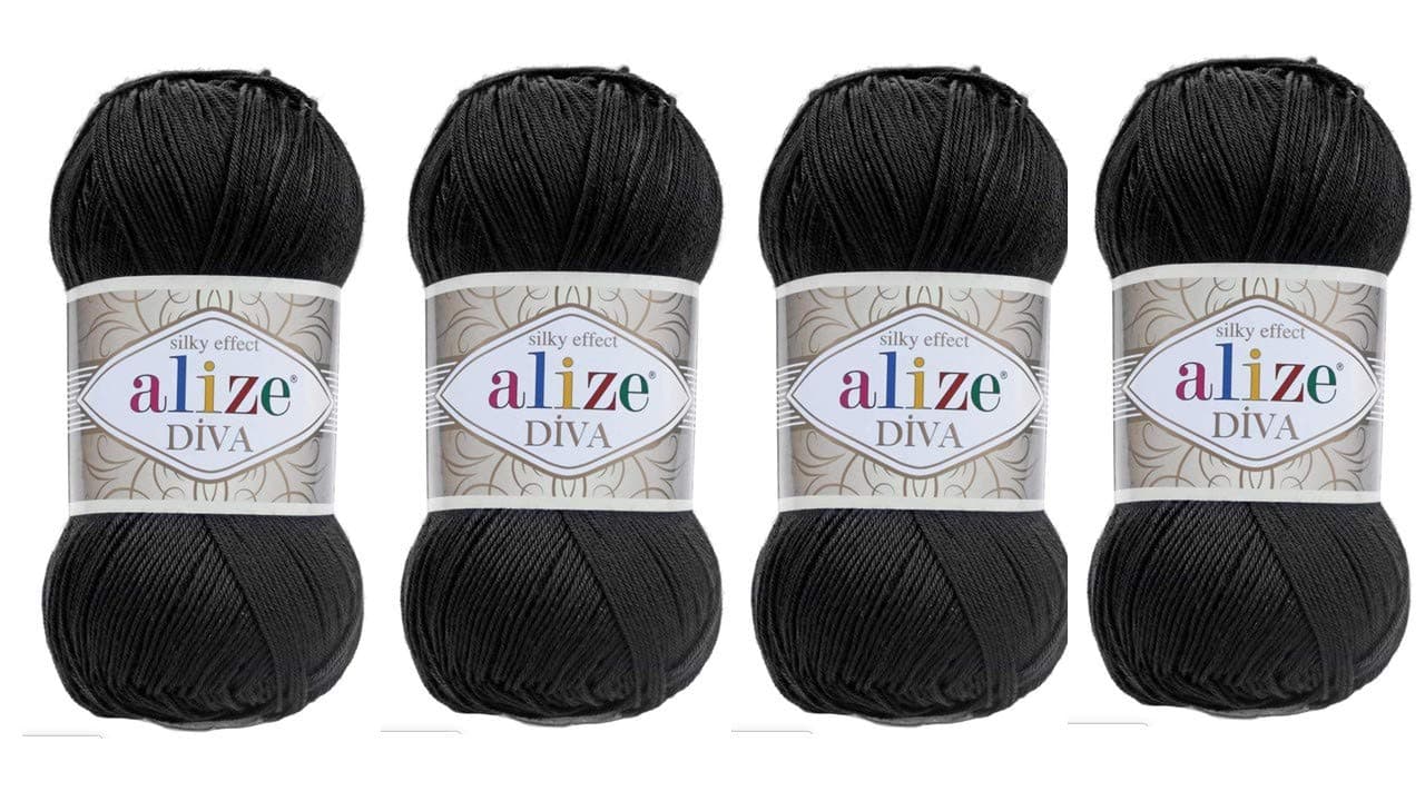 Alize 4 Balls Hand Knitting Yarn 100% Microfiber Acrylic Yarn Diva Silk Effect Thread Crochet Art Lace Craft Lot of 4 skeins 400gr 1532yds (60)