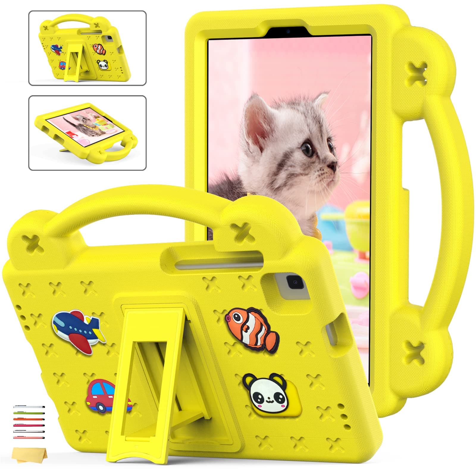 Kids Case for Samsung Galaxy Tab A 8.0 Inch Tablet 2019 Model (SM-T290/T295/T297) and Galaxy Tab A7 Lite 8.7" 2021 (SM-T220/T225/T227) with Handle Hard Kickstand Soft EVA Foam Cover, Yellow