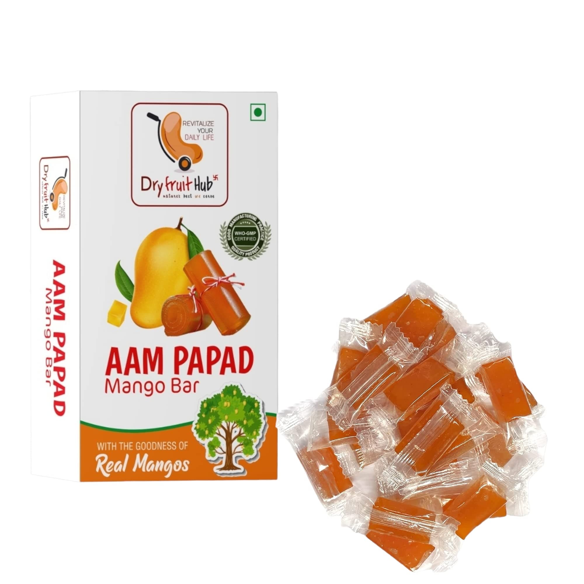 Dry Fruit Hub Aam Papad Dried Mango papad Toffee 500gm Fruit Snacks Dried AAM Candy (Bite-Sized, Real Mango Pulp Candy)