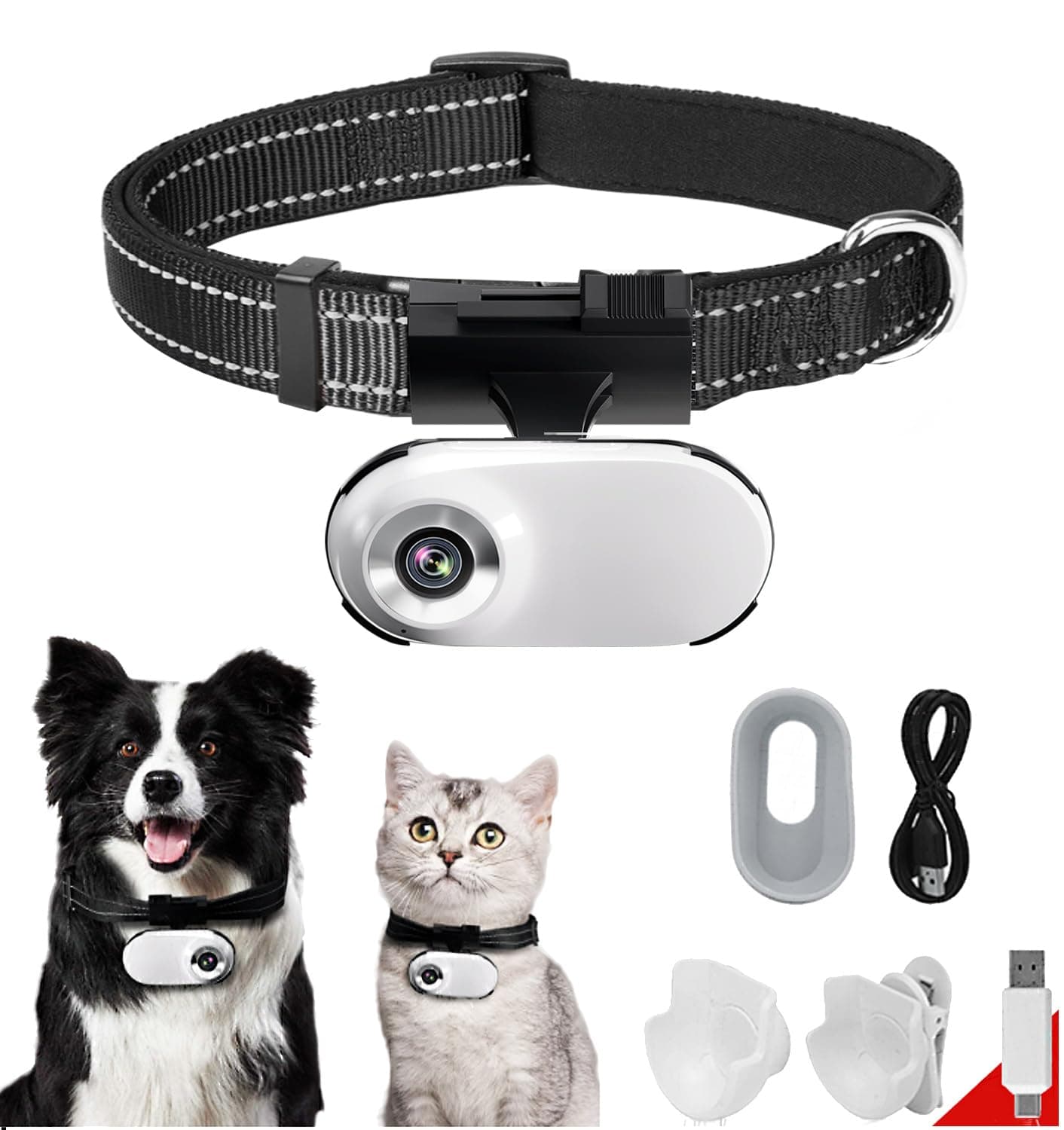 ehomful HD 1080P Cat Camera Collar with Video Recording, Mini Wireless Sports Camera, Small Action Cameras, Body Camera for Pet Supplies, Items for