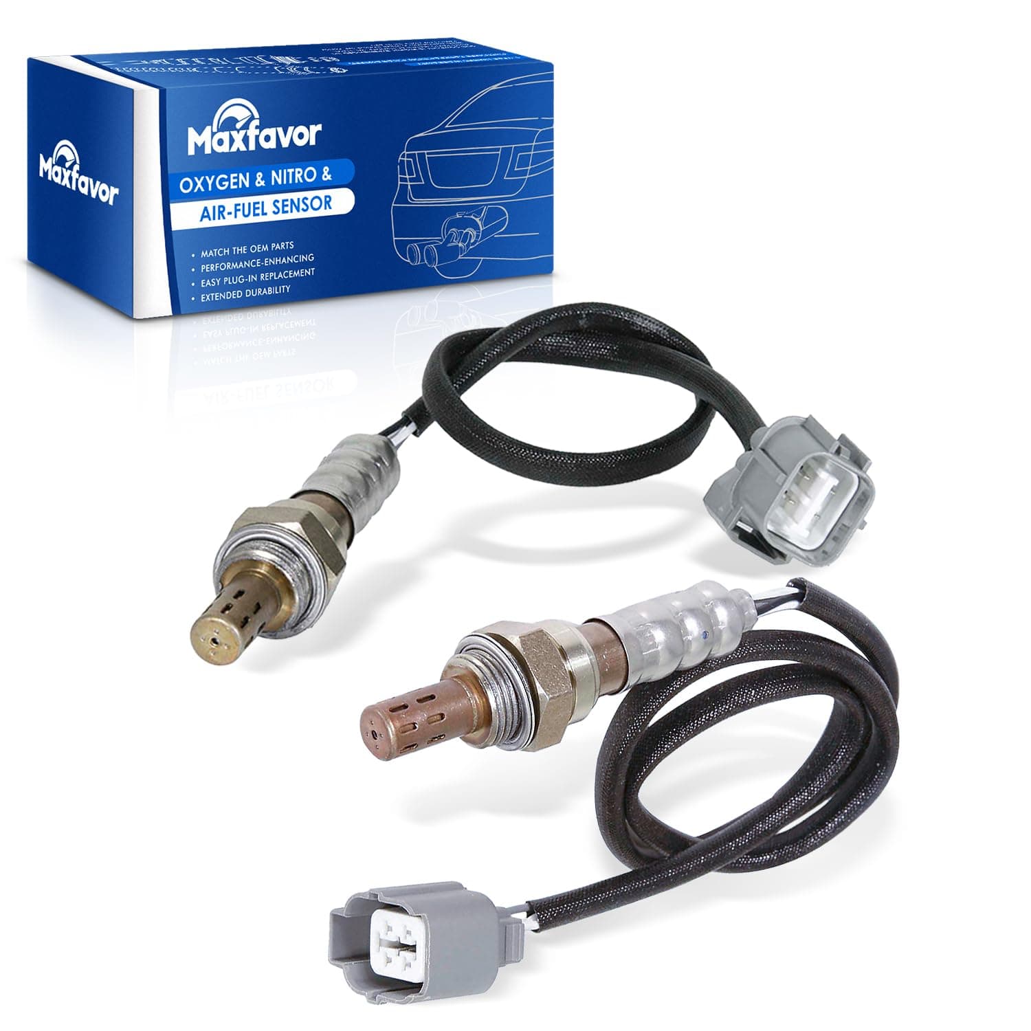 Maxfavor 2Pcs Oxygen Sensor Direct Replacement for Honda 2005 2004 2003 2002 2001 Civic 1.7L O2 Sensor 234-4092 234-4123 Upstream Downstream 02 Sensor(D17A7 Engine Only