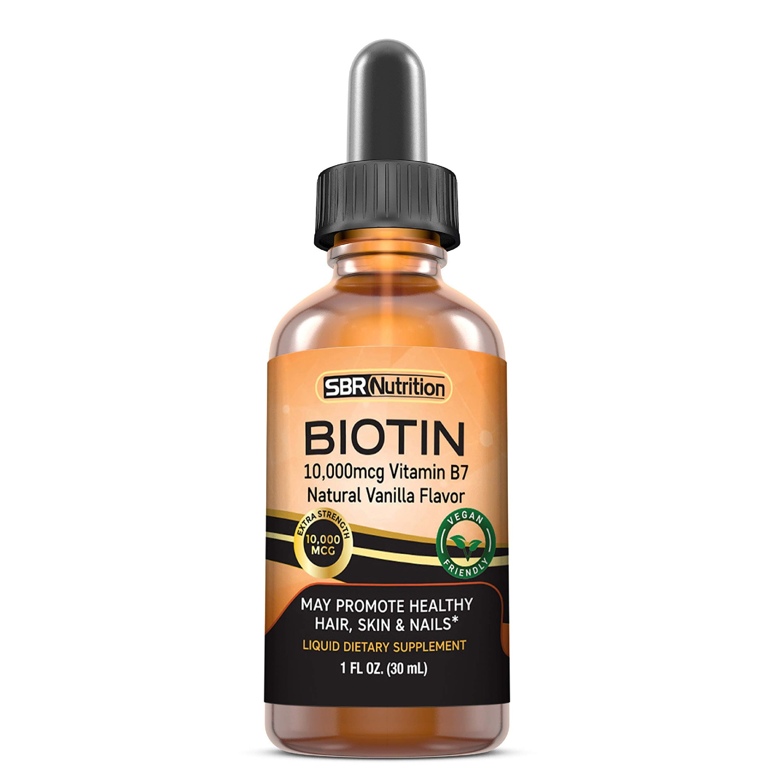 MAX Absorption Biotin Liquid Drops, 10000mcg of Biotin Per Serving, 60 Serving, No Artificial Preservatives, Vegan Friendly, Supports Hair Growth, Strong Nails and Glowing Skin, Made in USA