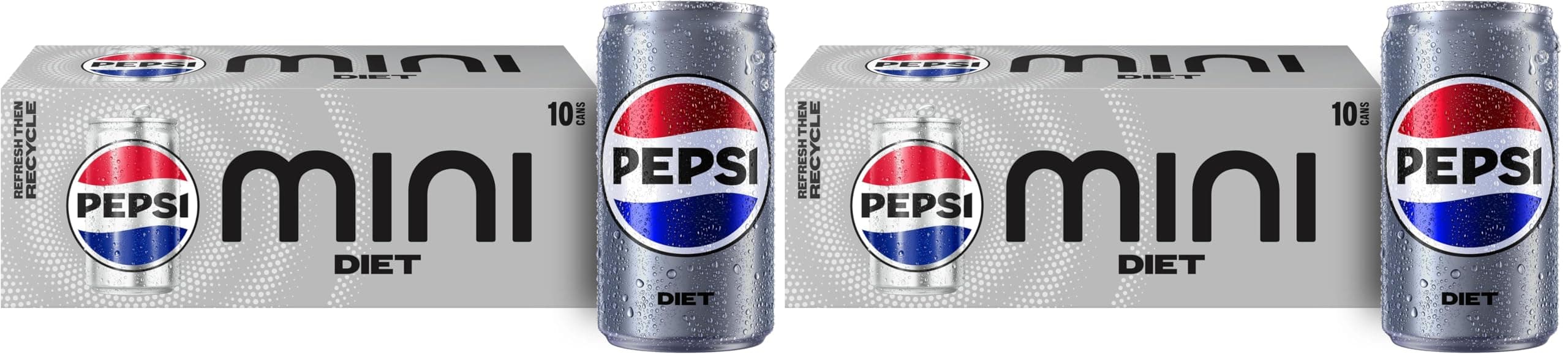 Diet Pepsi Soda, 7.5 Ounce Mini Cans, (Two packs of 10)