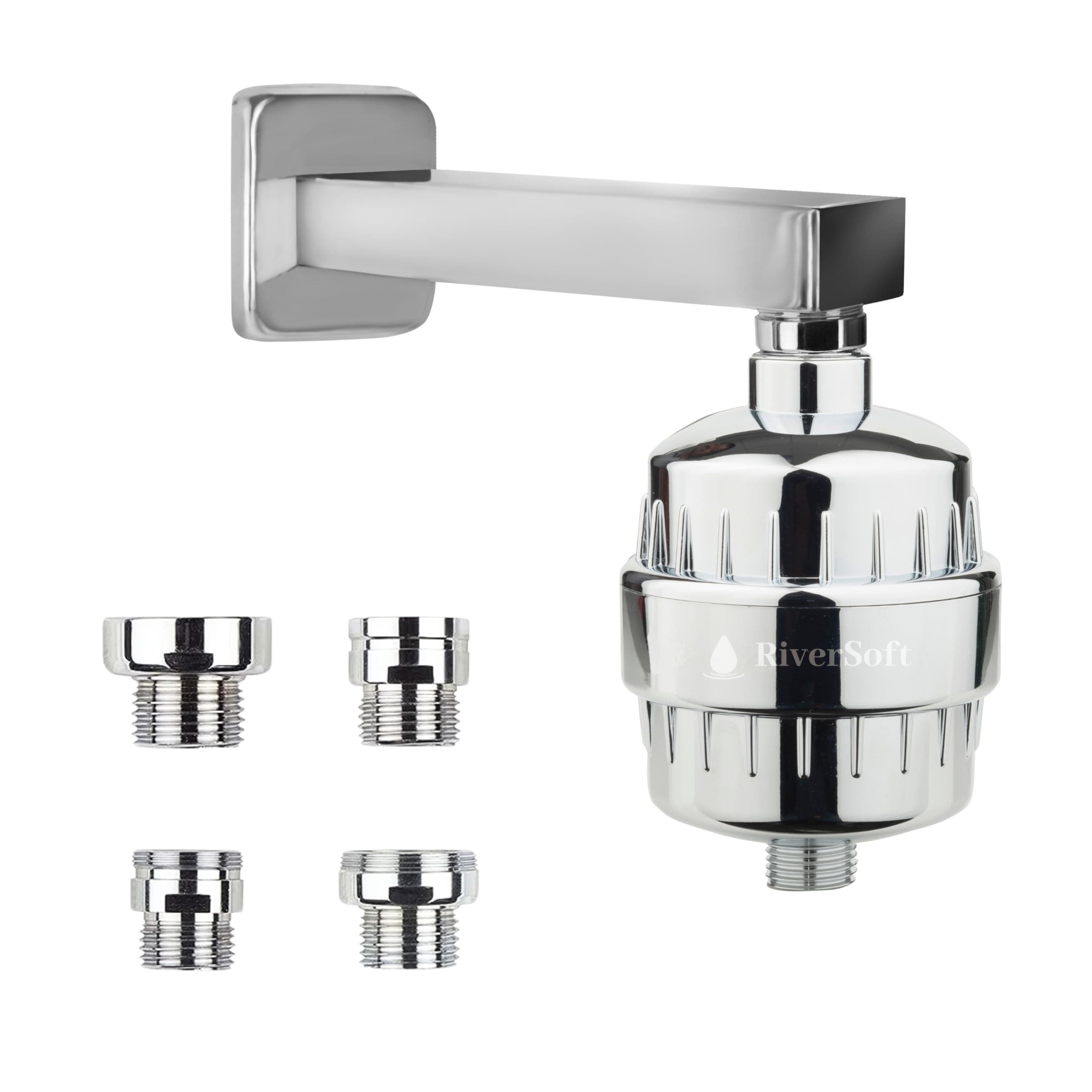 RiverSoft SF-15 Pro Tap Filter for Hard Water with 15 Stage with Tap Adaptors| Water Softener for Bathroom (Chrome)