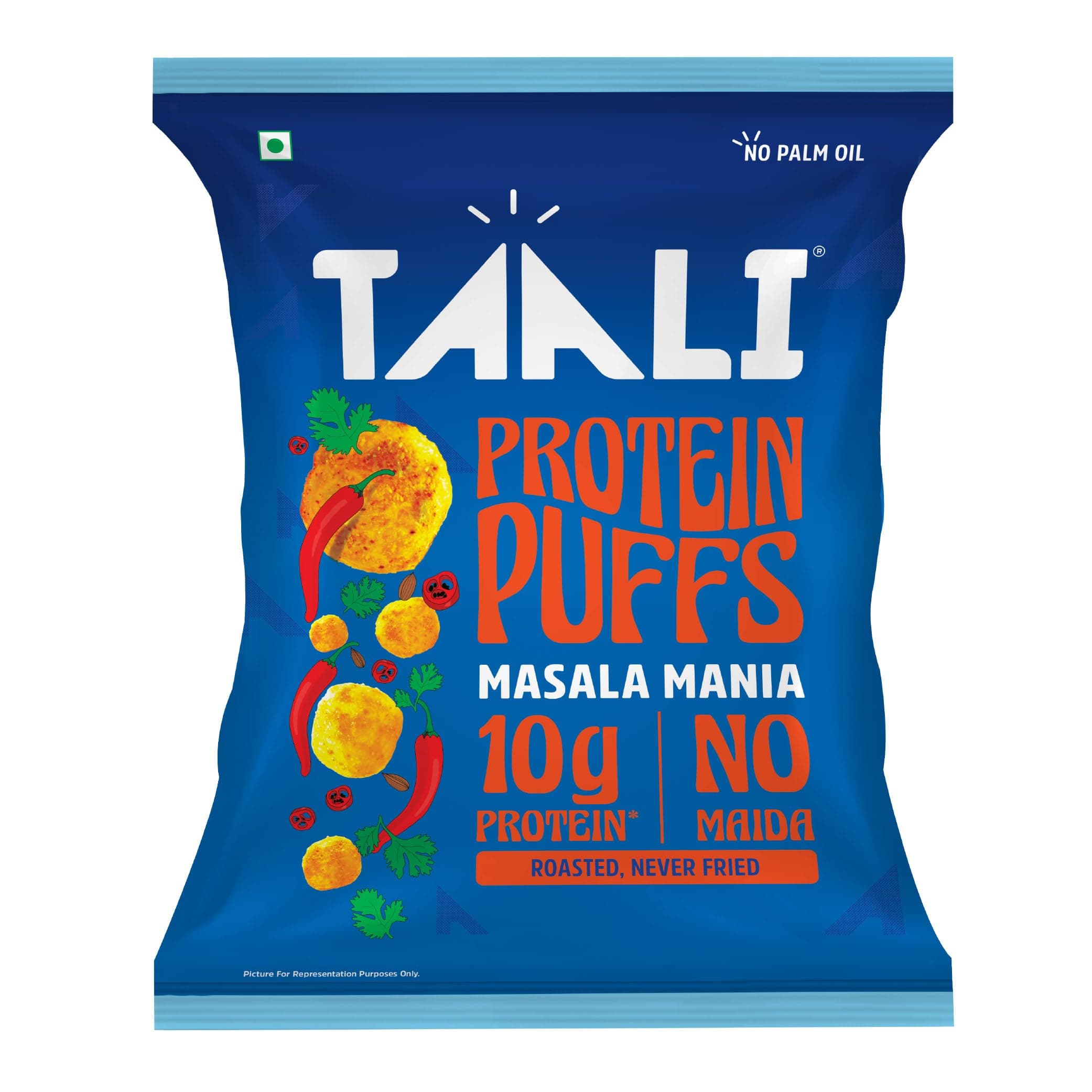 Taali Protein Puffs | Masala Puff, Roasted Snack, Corn & Jowar, No Palm Oil, No Maida, Rich in Protein, 60g