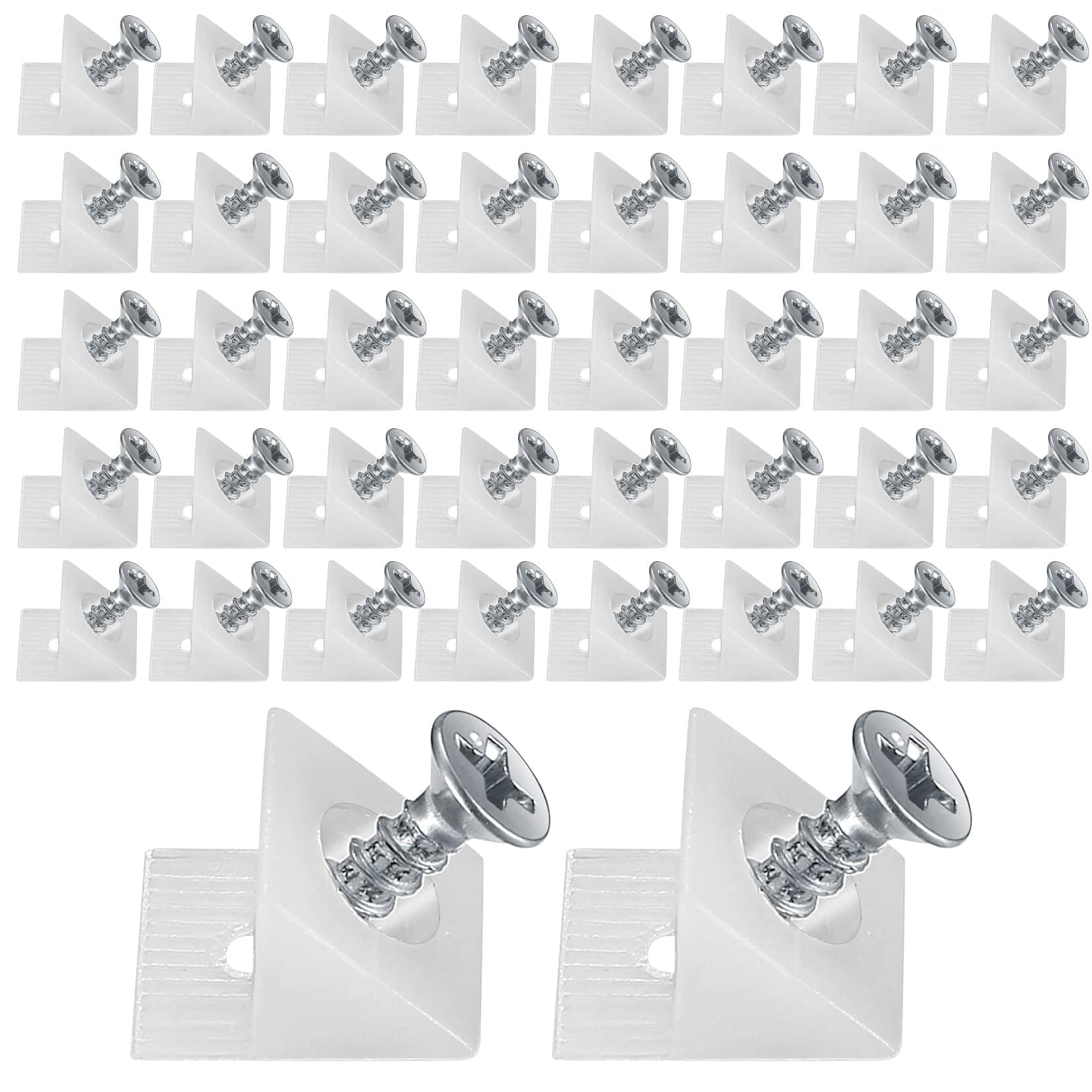 120 Pcs Drawer Bottom Support Brackets,Drawer Wedges with Screws, Fixing Mending Wedges, Angle Code Bracket Fasteners, Plastic Drawer Reinforcement Repair Kit for Furniture Sagging Drawer
