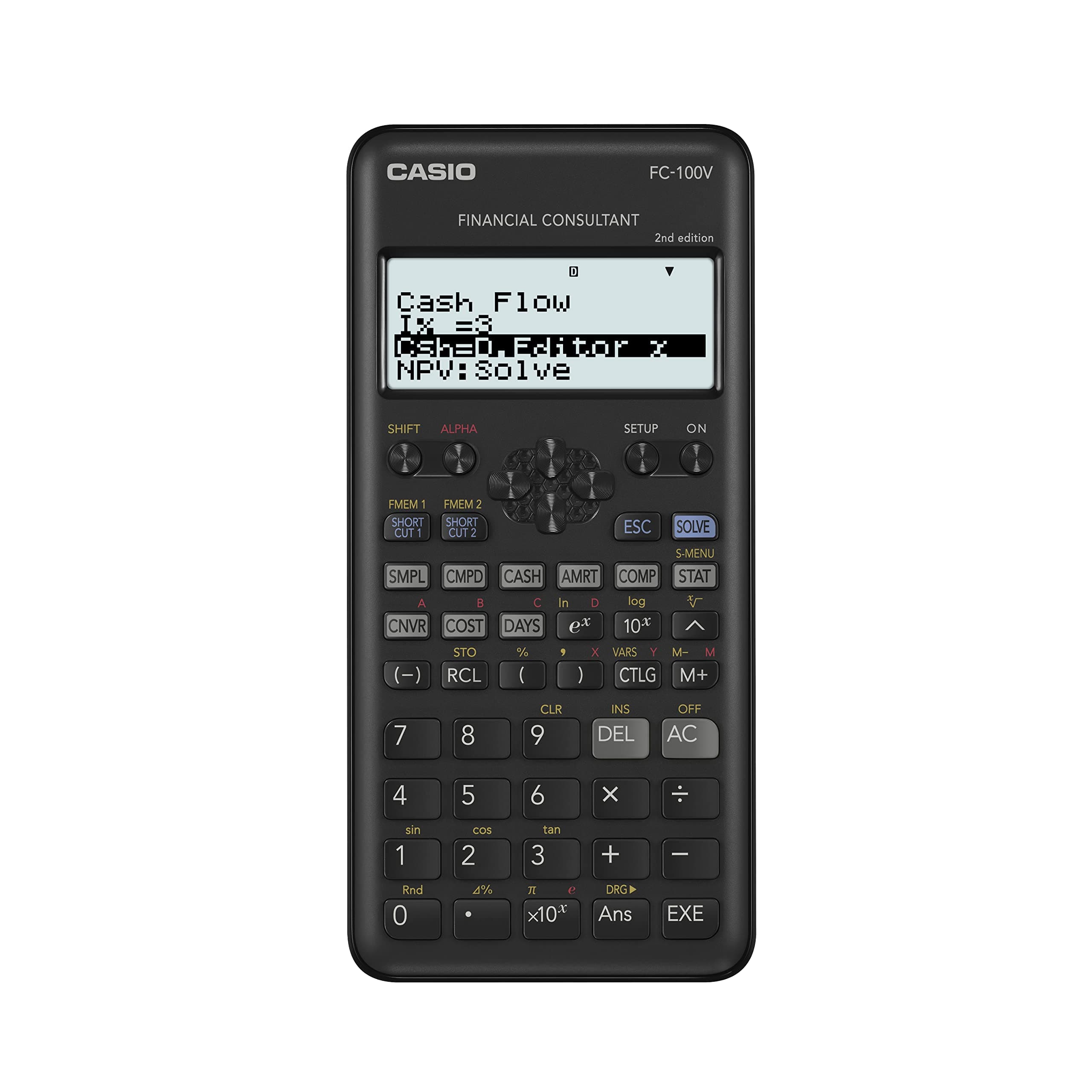 Casio FC-100V-2-W-ET Financial Calculator Second Edition, Black