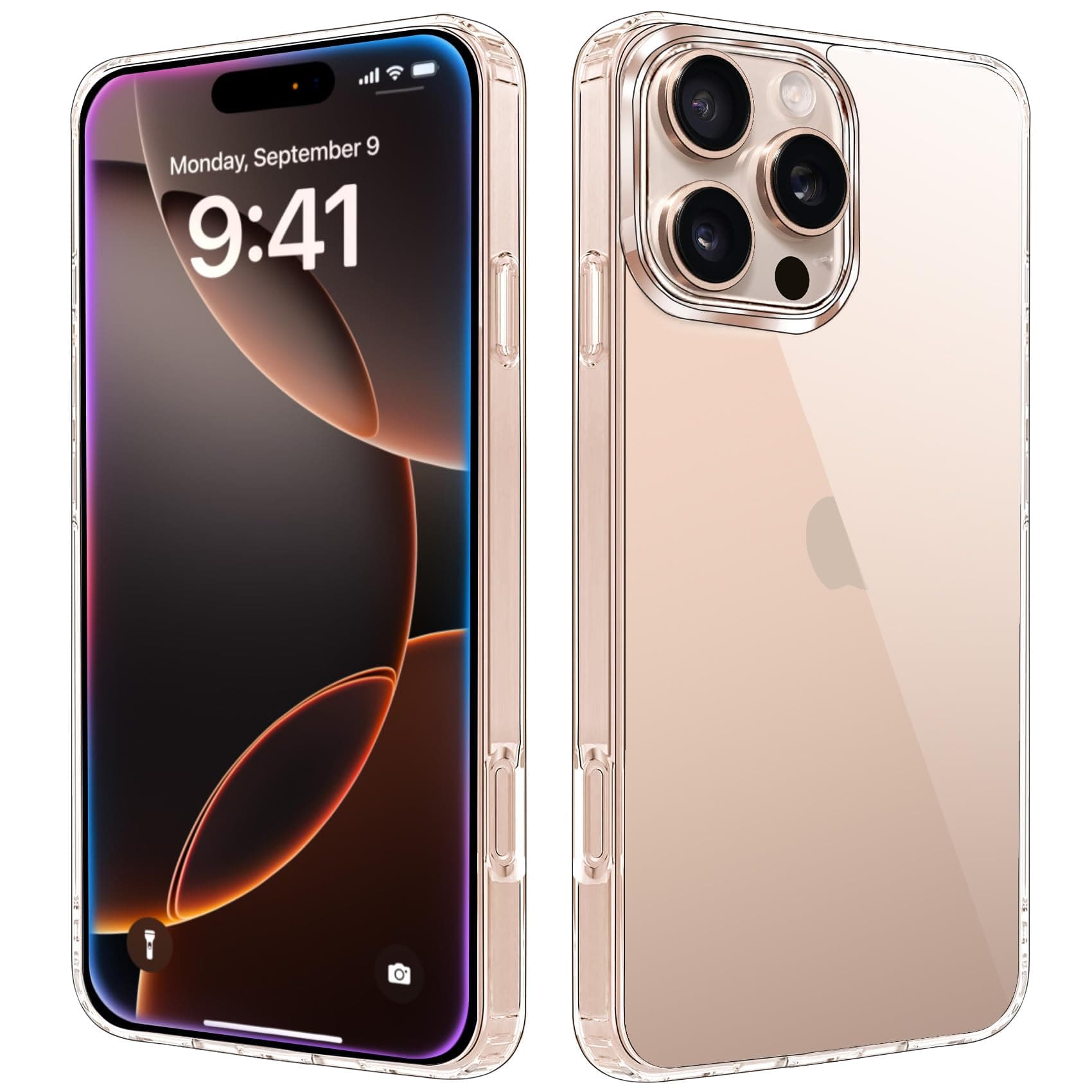 JJGoo Compatiable with iPhone 16 Pro Case Clear, Transparent Shockproof Phone Case, Anti-Scratch Hard PC Back Protective Cover Bumper Phone Case for iPhone 16 Pro 6.3-Inch, Clear