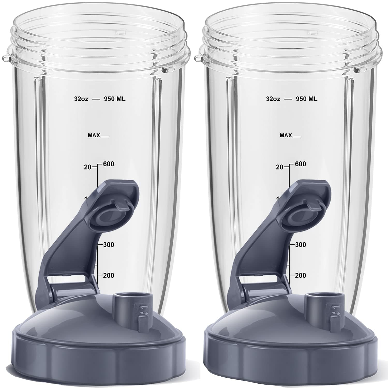 Magic 32 oz Blender Cups with Flip Top To Go Lid by NutriBullet (2-Pack) Replacement Parts Cups Single Serve for NutriBullet 600w and Pro 900w Blender