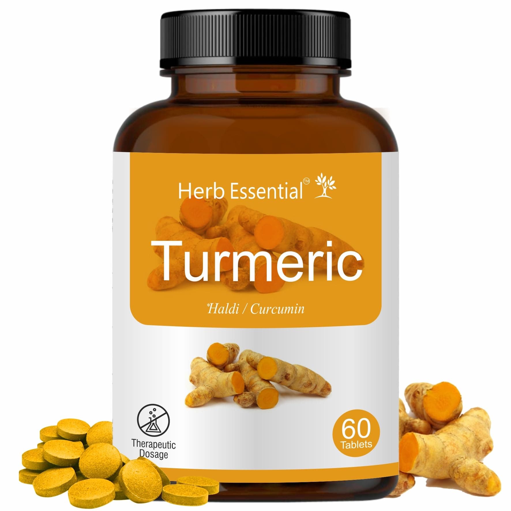 Herb Esstential Turmeric Tablets, 500 Mg, 60 Tablets | 100% Natural Haldi Extracts | Helps Boost Immunity