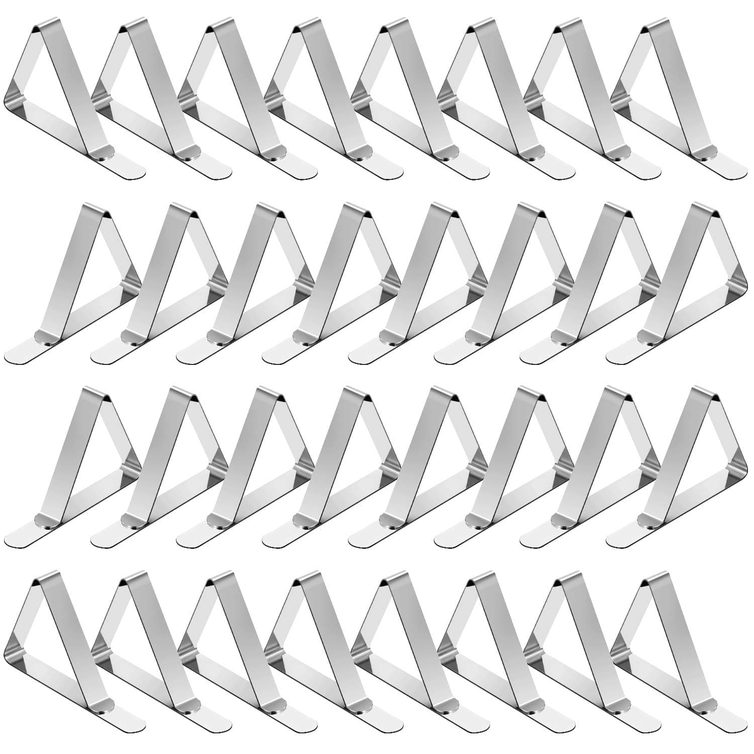 Tablecloth Clips 32 Pack Picnic Table Clips, Stainless Steel Table Cloth Holder Clips for Outdoor Tables, Metal Tables Cover Skirt Clamps for Camping Dining Wedding Graduation Party Essential