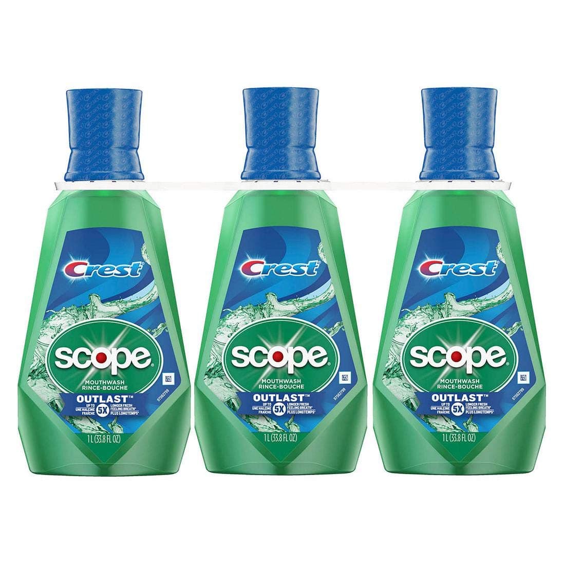 Scope Outlast Mouthwash Long Lasting Peppermint, 3 Pack (33.8 Ounce)