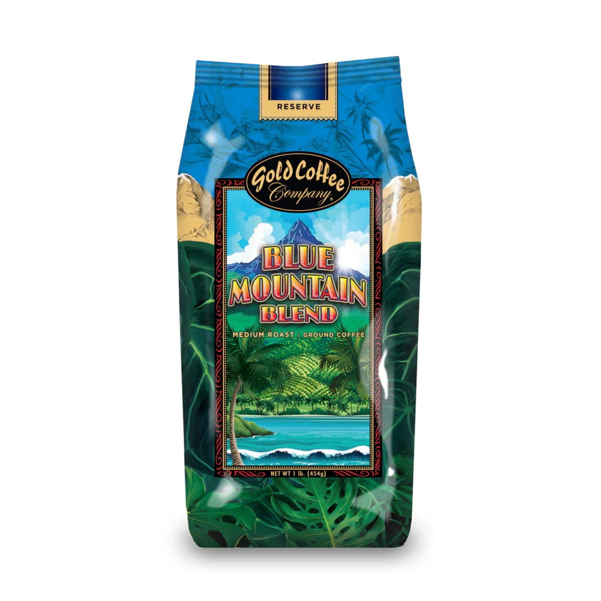 Gold Coffee Co. Blue Mountain Premium Blend - Medium Roast, Finely Ground 100% Arabica Coffee - Notes of Cocoa, Sweet Honey, Citrus Notes, 1 lb.