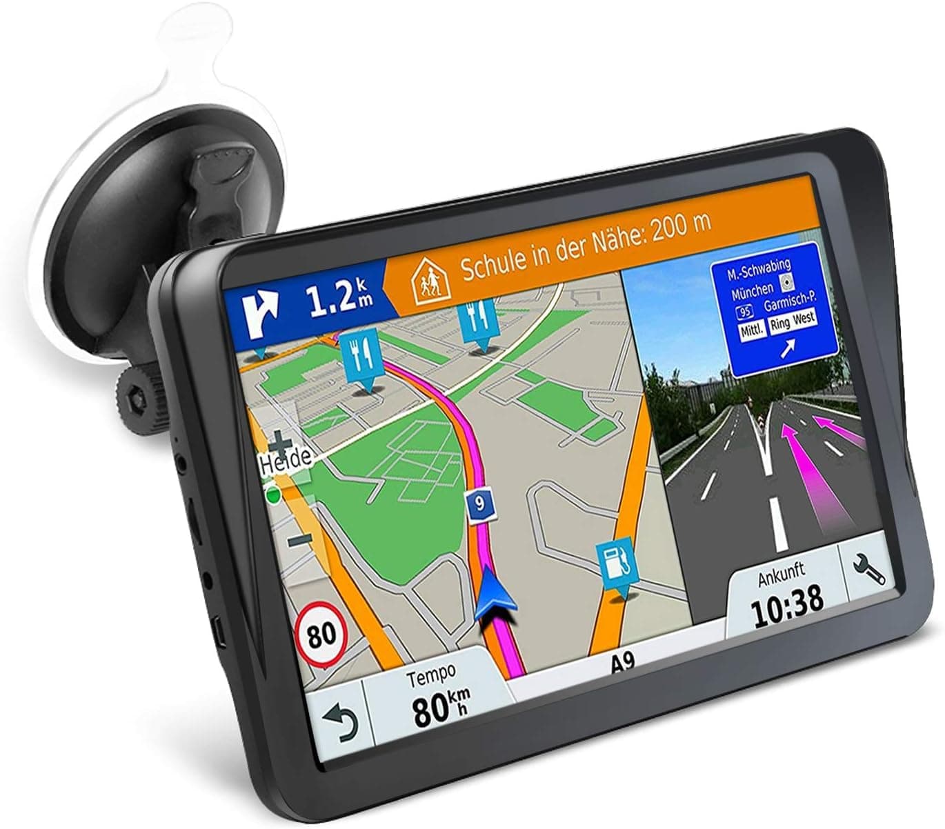 GPS Navigator for Car, Latest 2025 Map 9-inch HD Display 16GB 256MB Satellite Navigation with Sun Visor,Smart Real Voice GPS Guidance,Provides Lifetime Live Map Updates