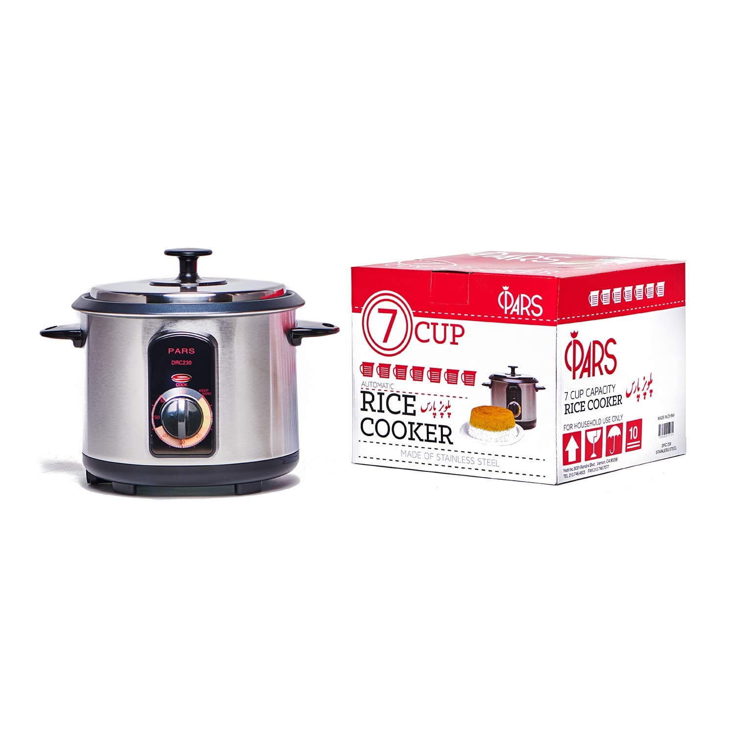 Pars Automatic Persian Rice Cooker - Tahdig Rice Maker Perfect Rice Crust, 7 Cup