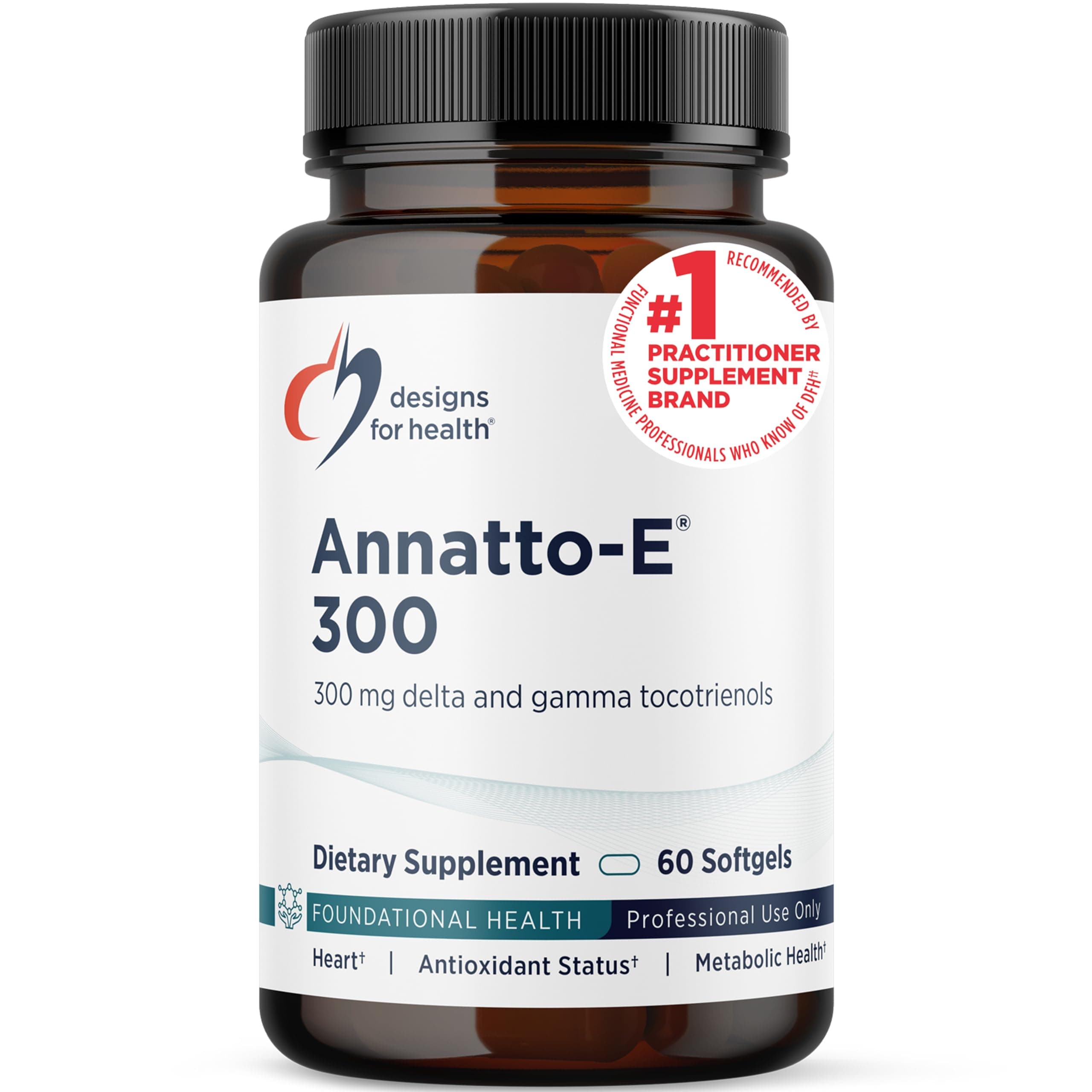 Designs for Health Annatto-E 300mg Tocotrienols Vitamin E - Delta + Gamma Tocotrienols to Support Heart Health, Eye Health, Healthy Aging - DeltaGold Antioxidants Supplement (60 Vitamin E Softgels)