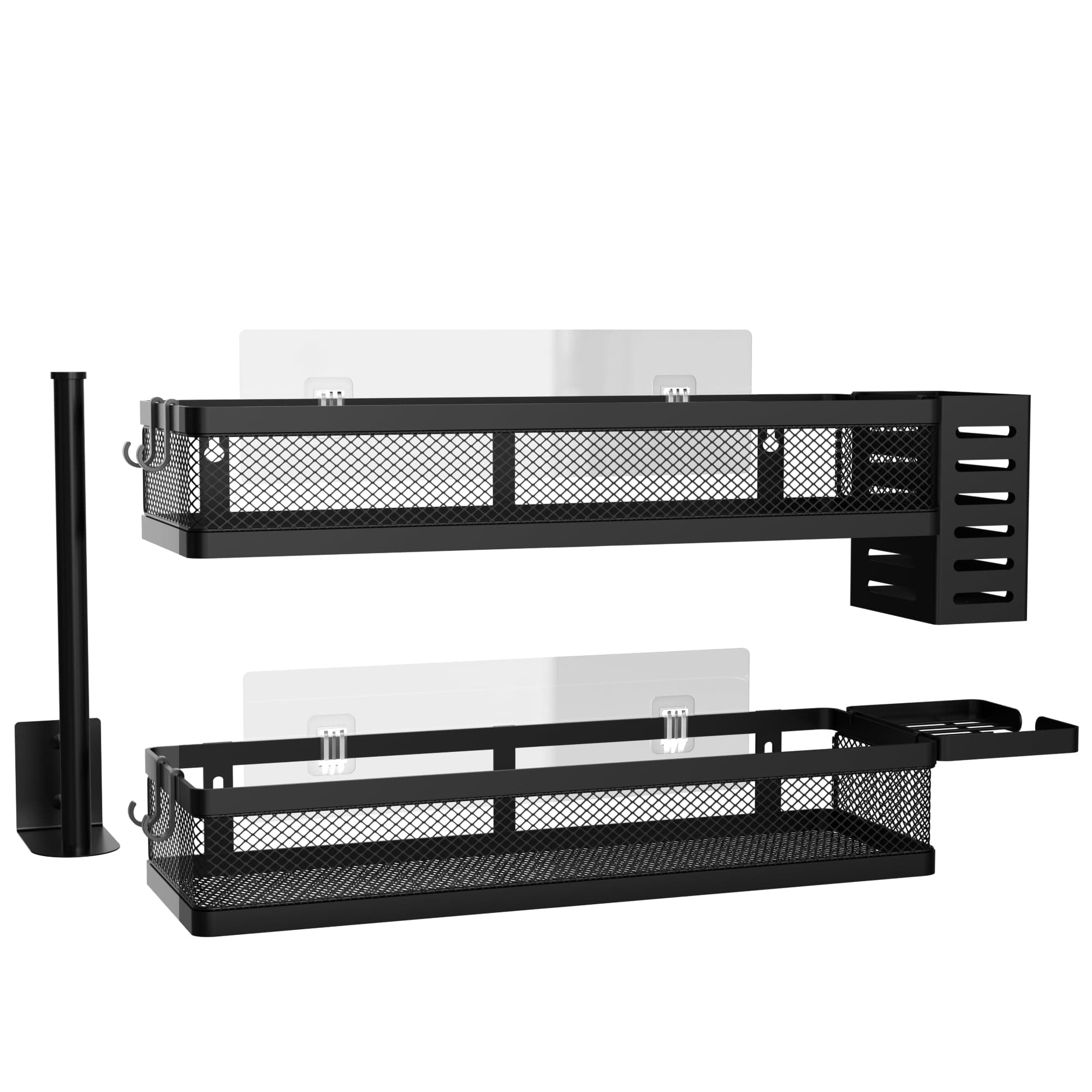 PUSDON Metal Wall Hanging Basket 2 Packs DIY Suitable for Multiple Scenes - Large Black Netting Suit