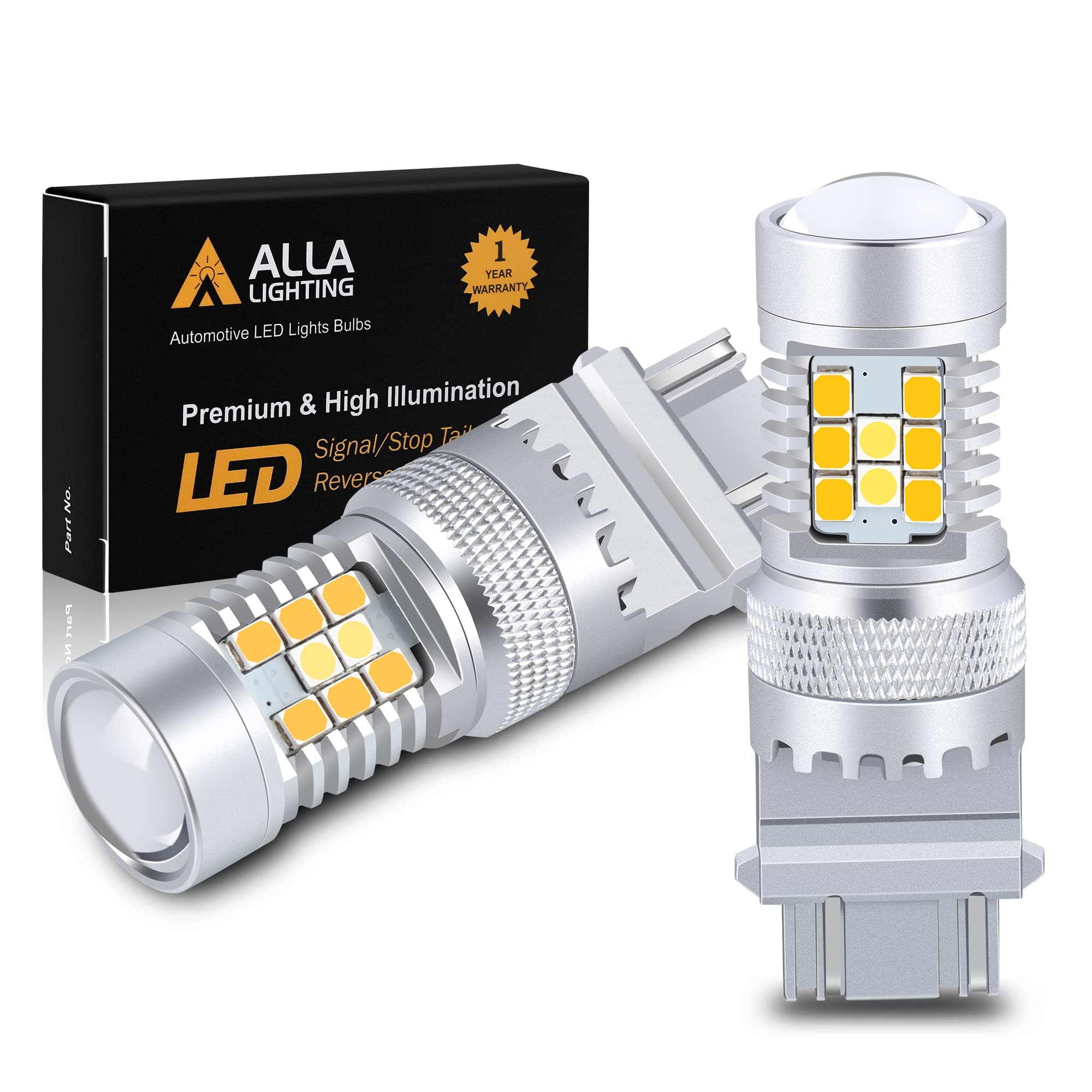 Alla Lighting T25 3457 3157 Switchback LED Turn Signal Lights Dual Color 6000K White/Amber Yellow 12V 4157NAK 3457AK 4057 3057 3757AK 5702AK 4157AK Extremely Super Bright 2835 28-SMD Upgrade