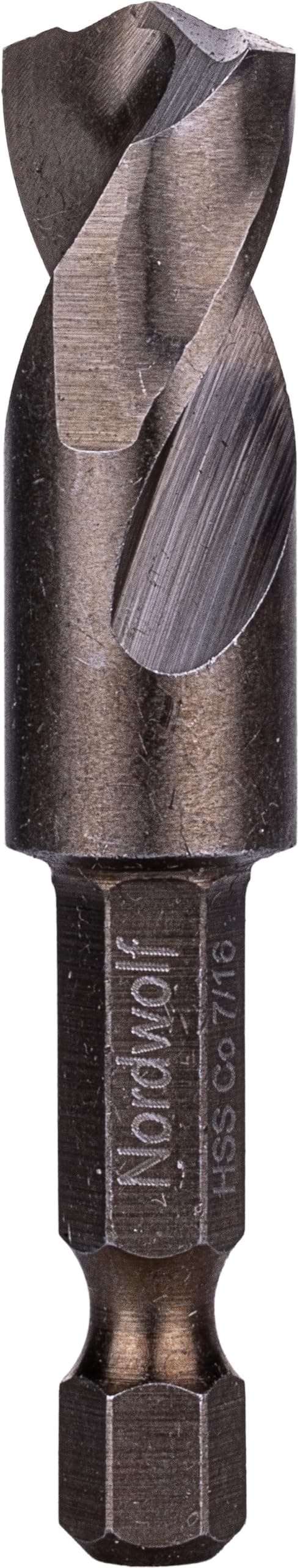 7/16" M35 Cobalt Stubby Drill Bit for Stainless Steel & Hard Metals, with 1/4" Hex Shank for Quick Chucks & Impact Drivers