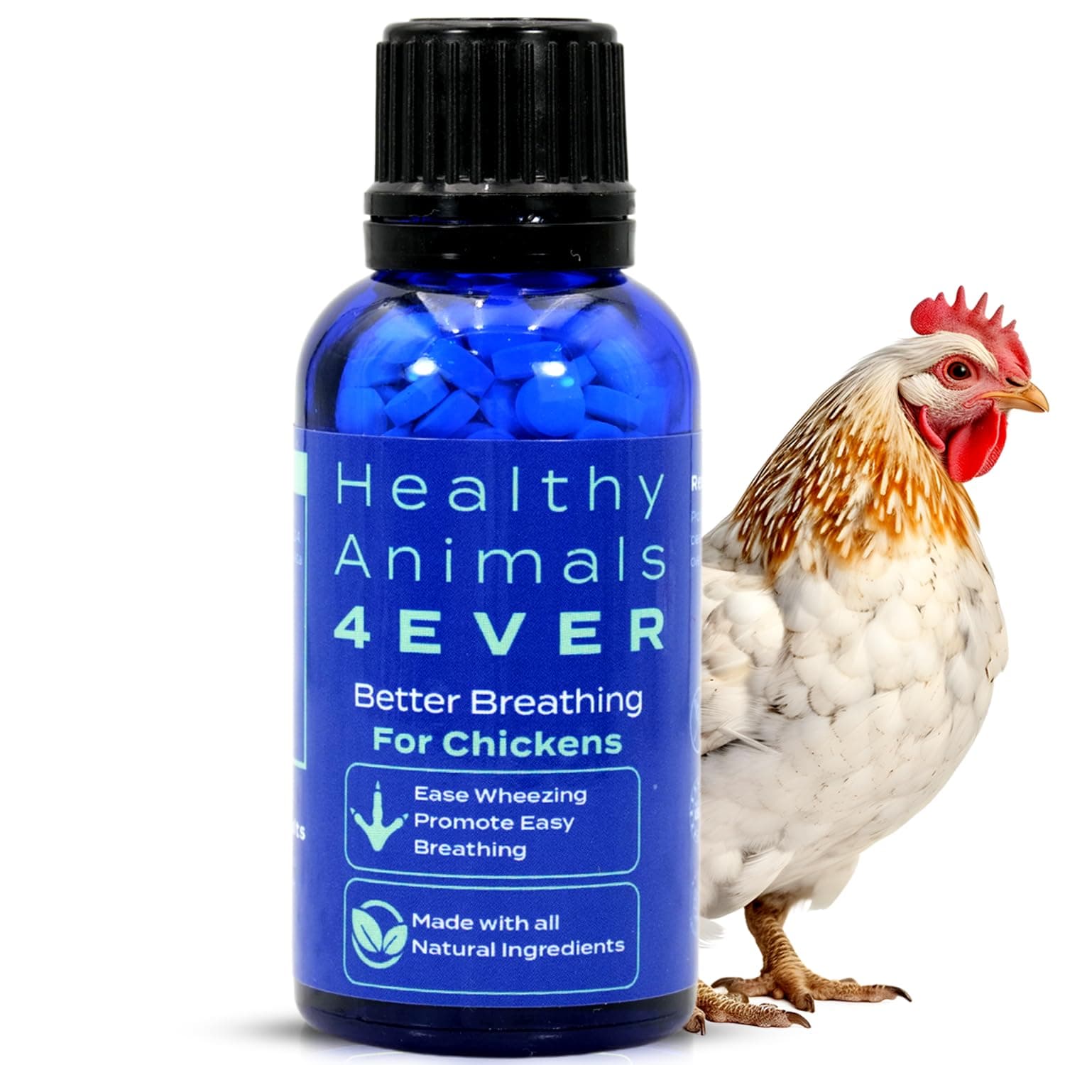 HA4E - Chicken Respiratory Support Supplement - Effective Breathing Aid for Chickens - Highly Effective Homeopathic Formula - 300 Tablets