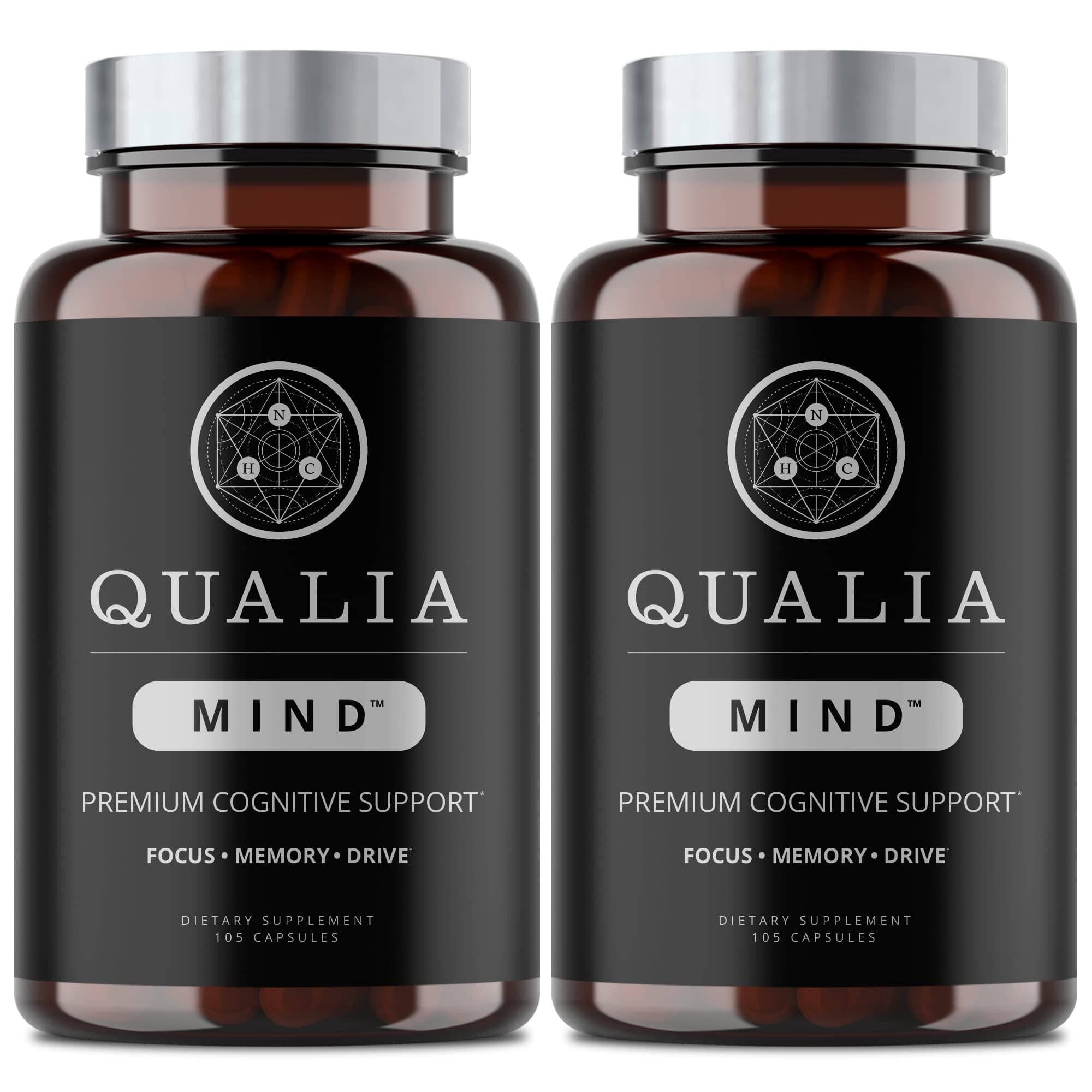 Qualia Mind Nootropics 105ct 2-Pack | Top Brain Supplement for Memory, Focus, Mental Energy, and Concentration with Ginkgo biloba, Alpha GPC, Bacopa monnieri, Celastrus paniculatus, DHA & More